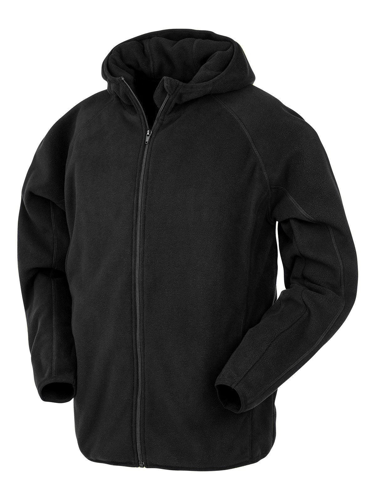 Hooded Recycled Microfleece Jacket Herren – Result – Farbe Schwarz – individuell veredelbar