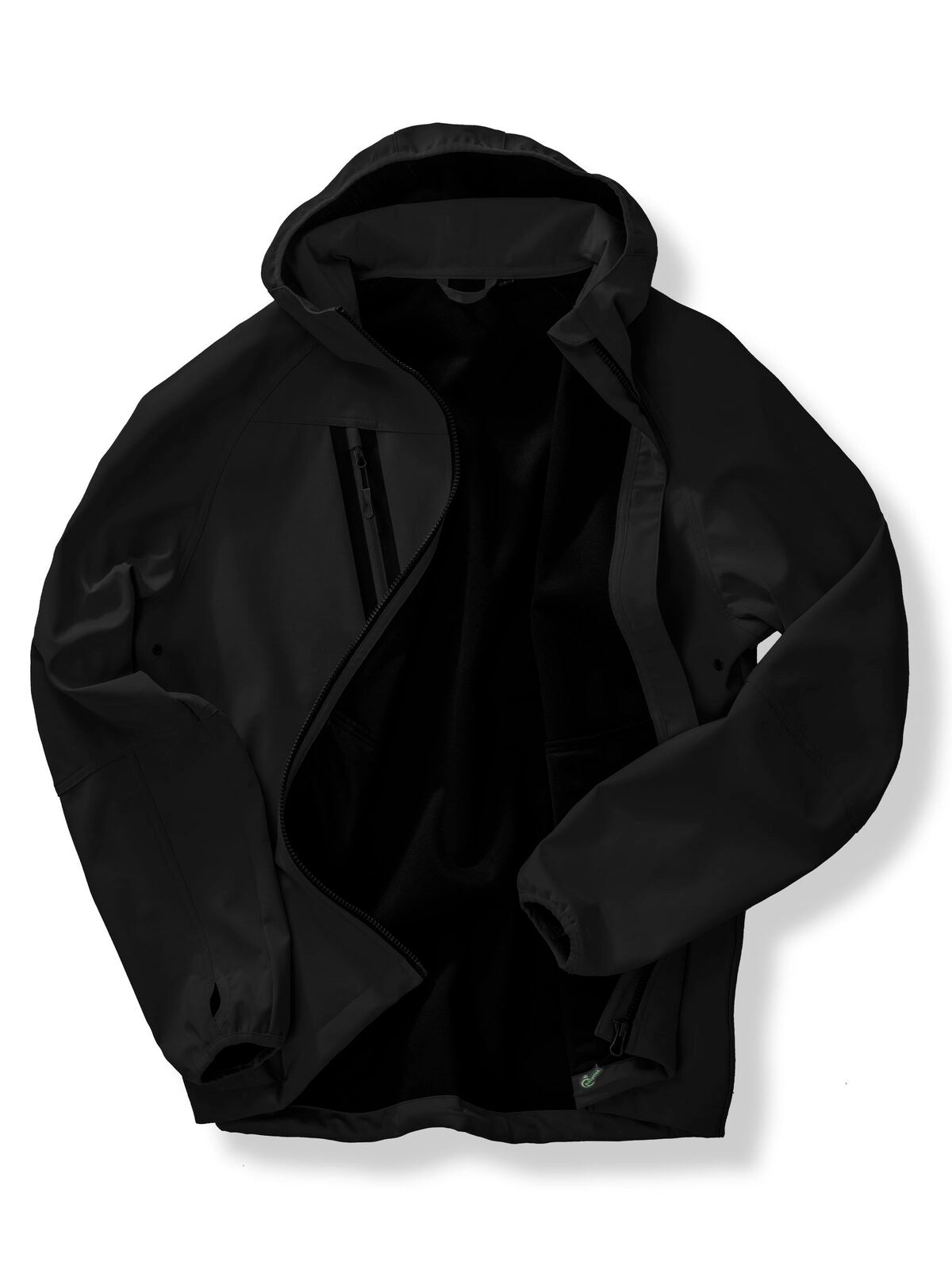 3-layer recycled printable casual hooded softshell Herren – Result – Farbe black/black – individuell veredelbar