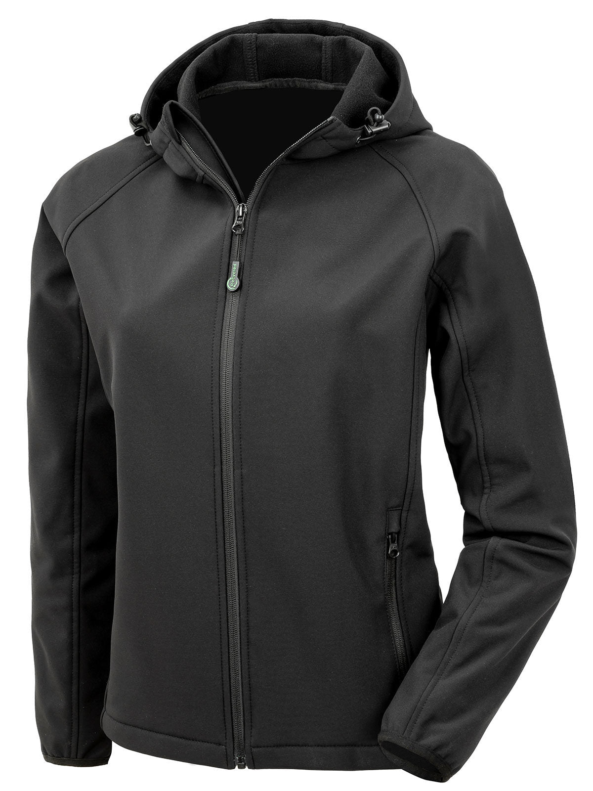 Recycled 3-layer printable womens hooded softshell Damen – Result – Farbe Schwarz – individuell veredelbar