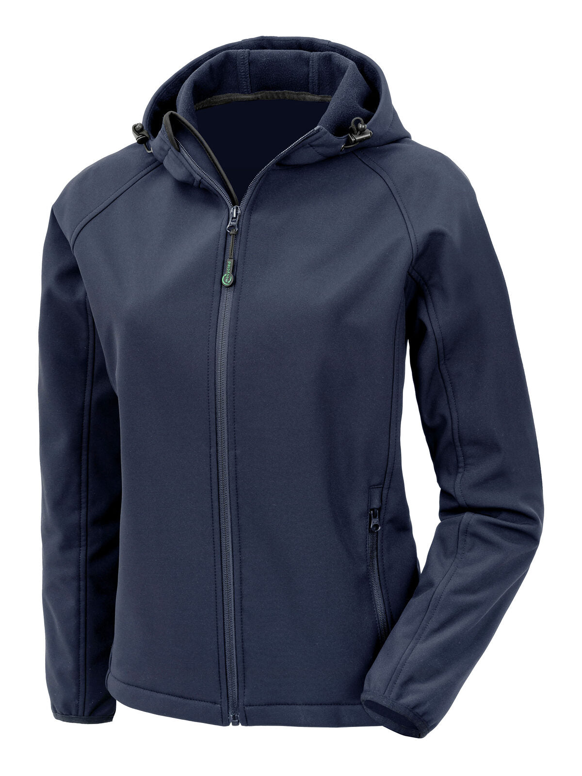 Recycled 3-layer printable womens hooded softshell Damen – Result – Farbe Navy – individuell veredelbar
