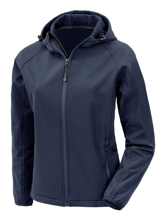 Recycled 3-layer printable womens hooded softshell Damen – Result – Farbe Navy – individuell veredelbar