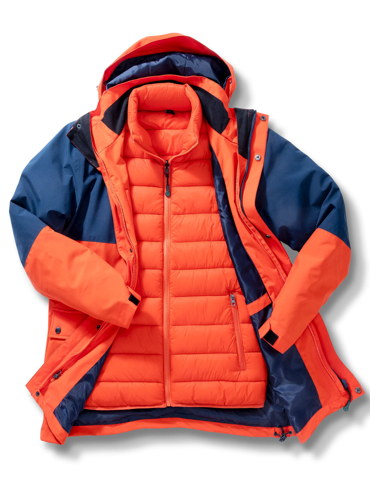 RECYCLED 3-IN-1 PADDED RIPSTOP JACKET Herren – Result – Farbe navy/orange – individuell veredelbar