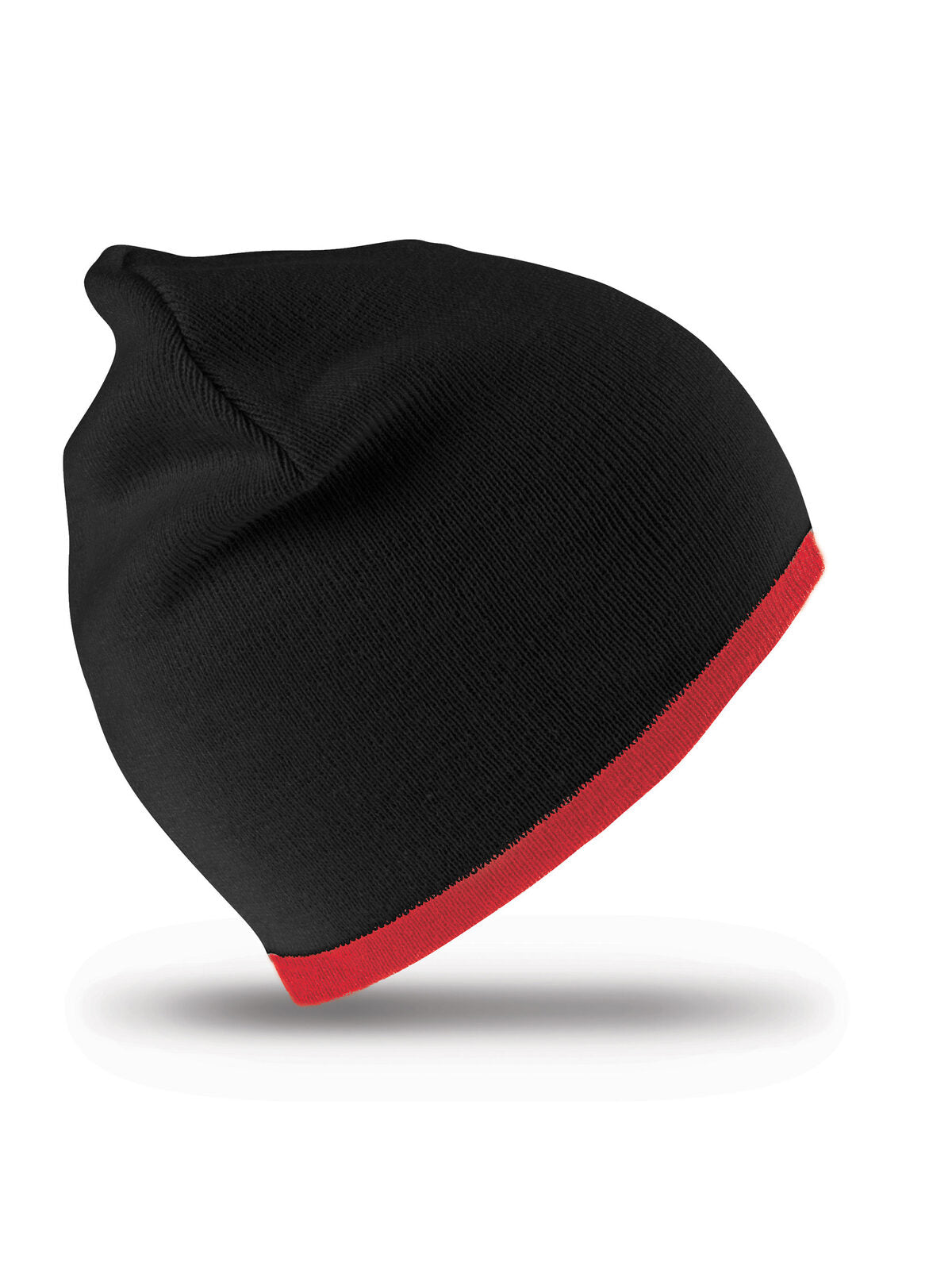 Beanie SOFT FEEL REVERSIBLE CUFFLESS BEANIE – individuell veredelbar | LA1970 in black/red