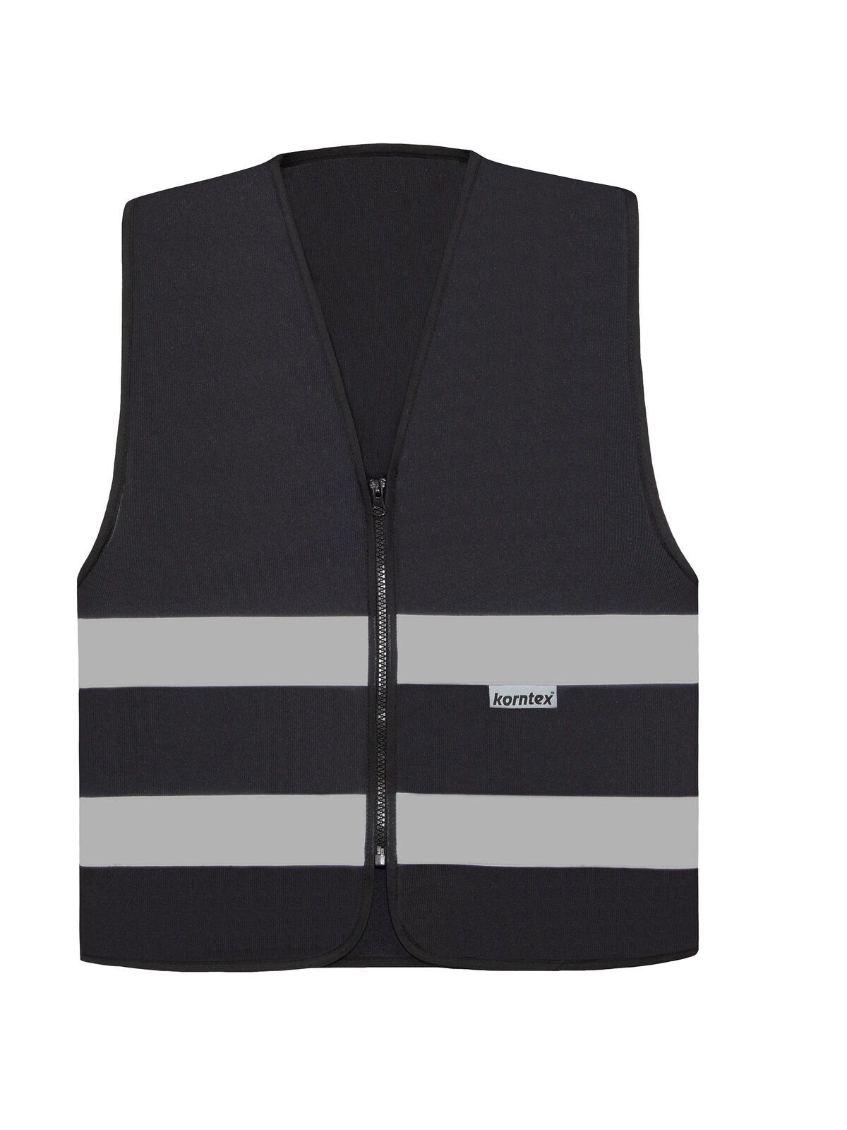 with Zipper "Cologne" Warnweste / Sicherheitsweste – Korntex – Farbe Schwarz – individuell veredelbar