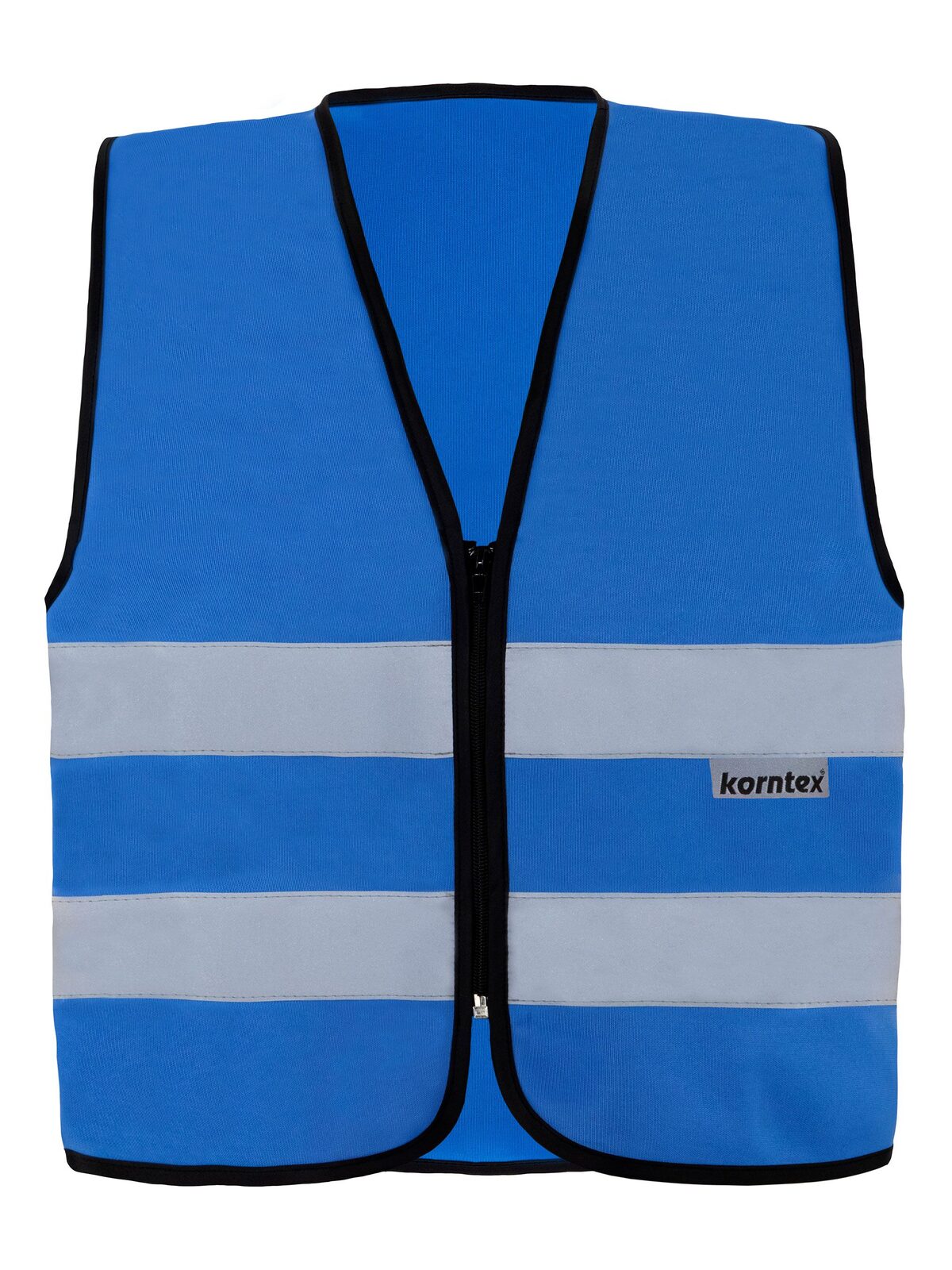 with Zipper "Cologne" Warnweste / Sicherheitsweste – Korntex – Farbe Blau – individuell veredelbar