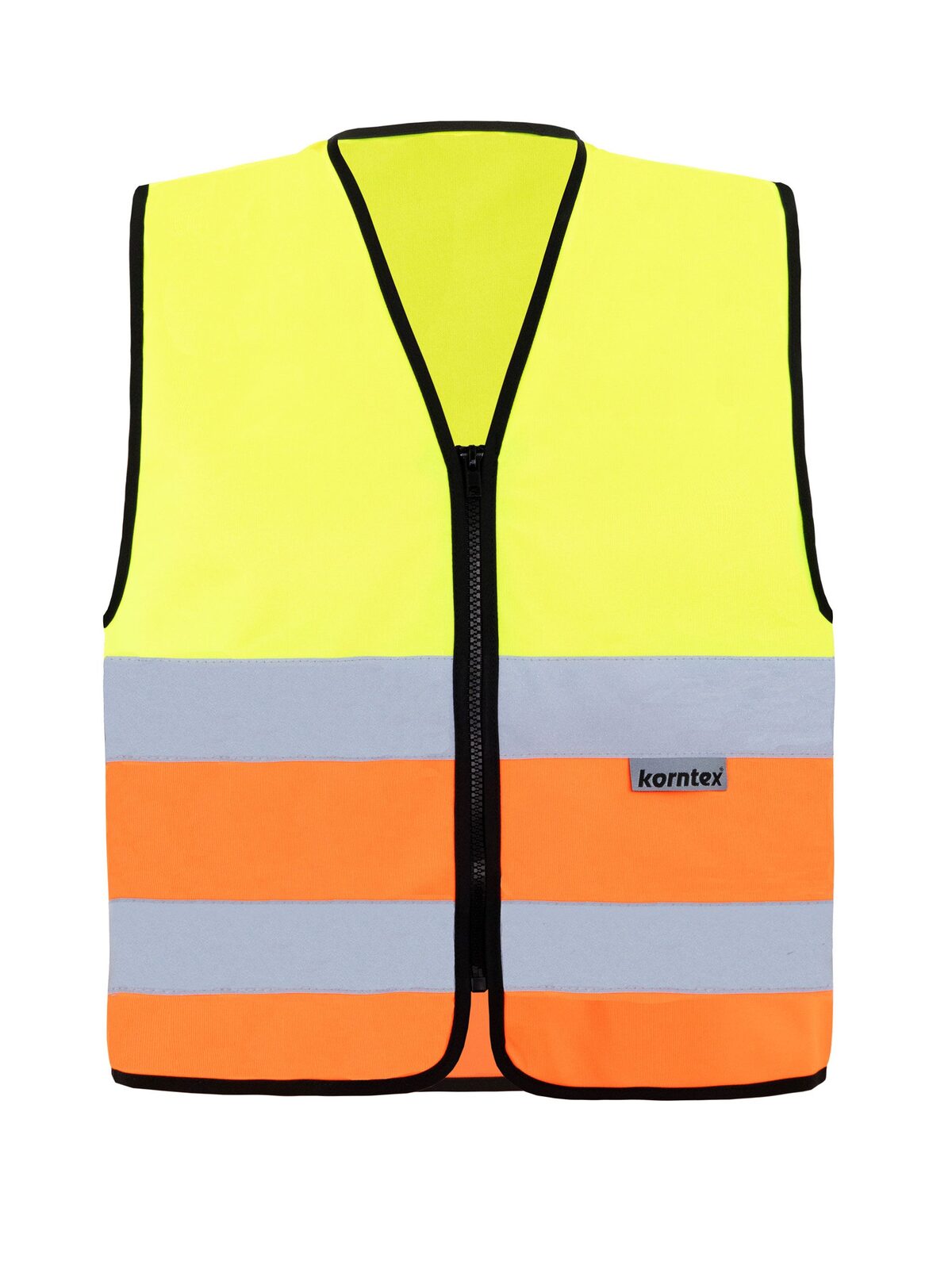 with Zipper "Cologne" Warnweste / Sicherheitsweste – Korntex – Farbe Yellow/Orange – individuell veredelbar