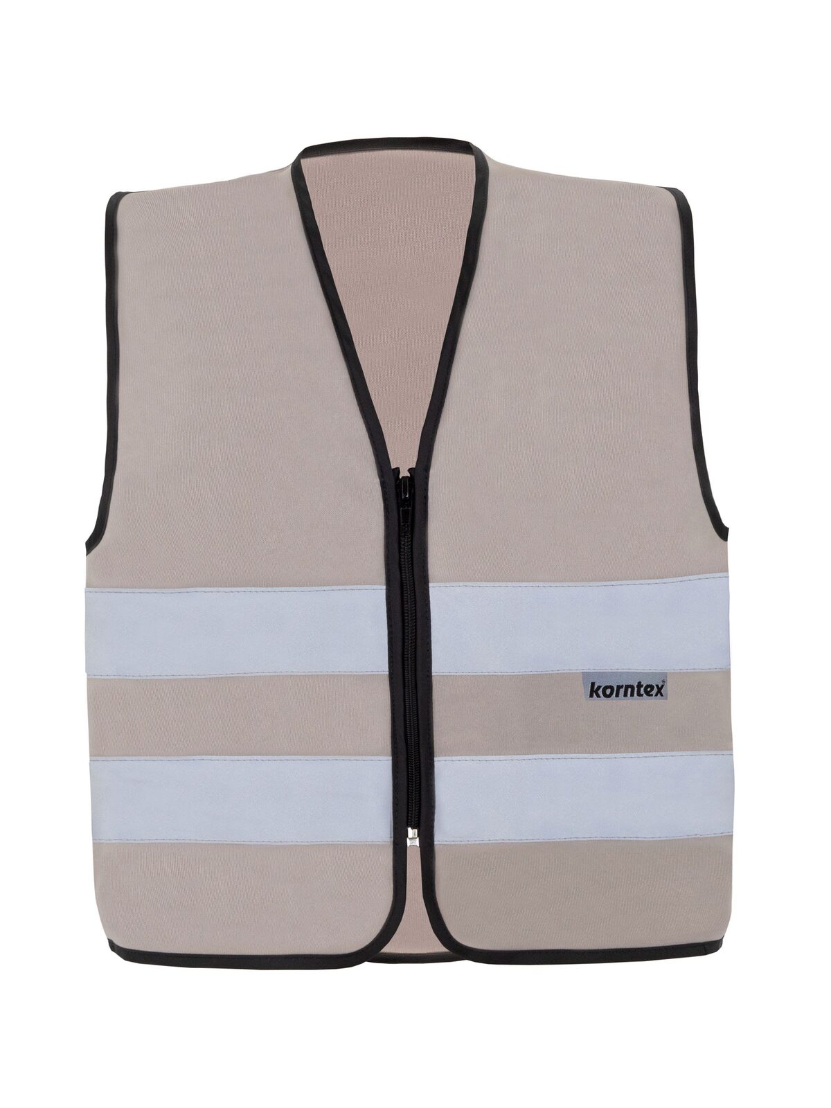 with Zipper "Cologne" Warnweste / Sicherheitsweste – Korntex – Farbe Grau – individuell veredelbar