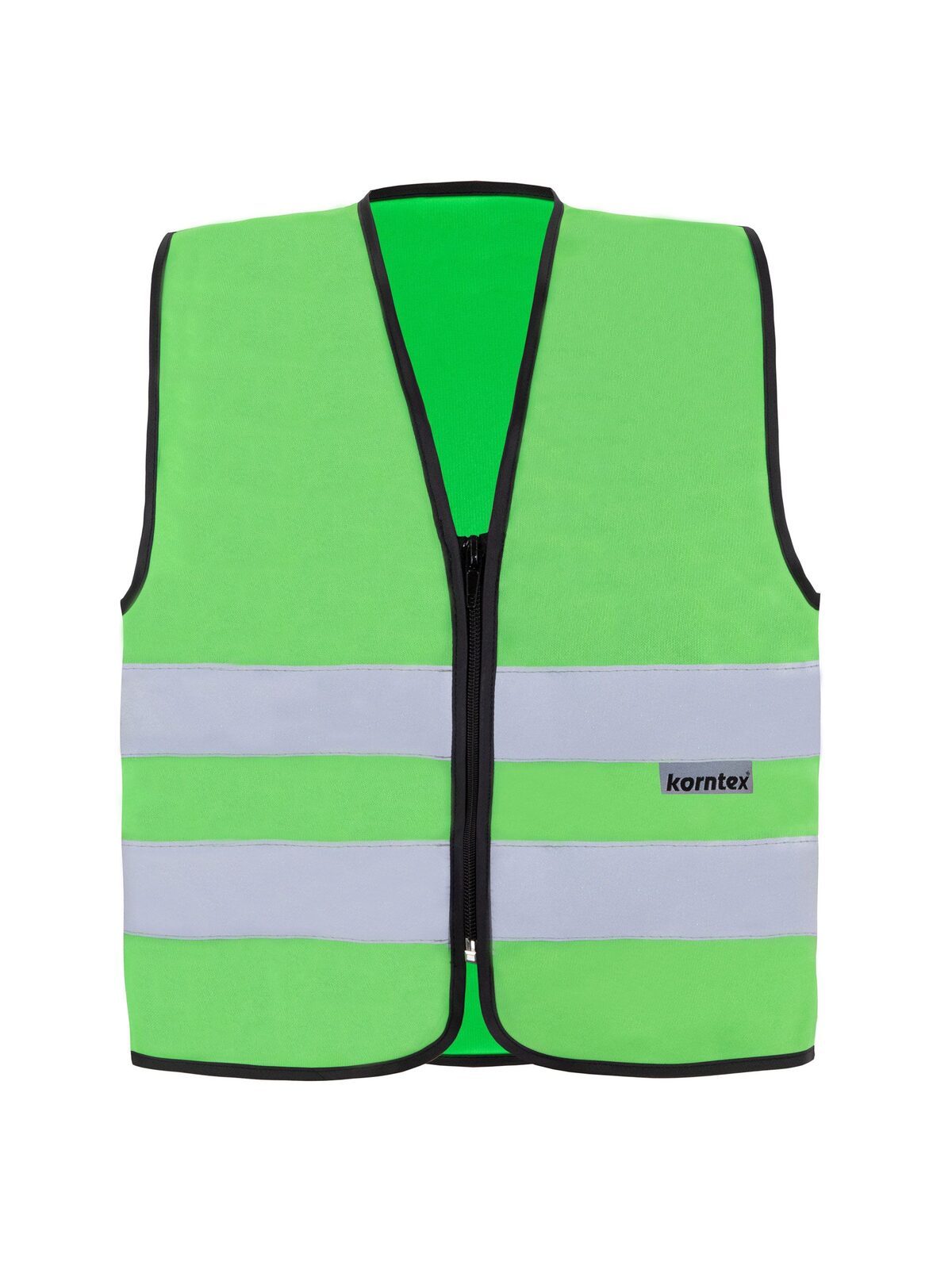 with Zipper "Cologne" Warnweste / Sicherheitsweste – Korntex – Farbe Grün – individuell veredelbar