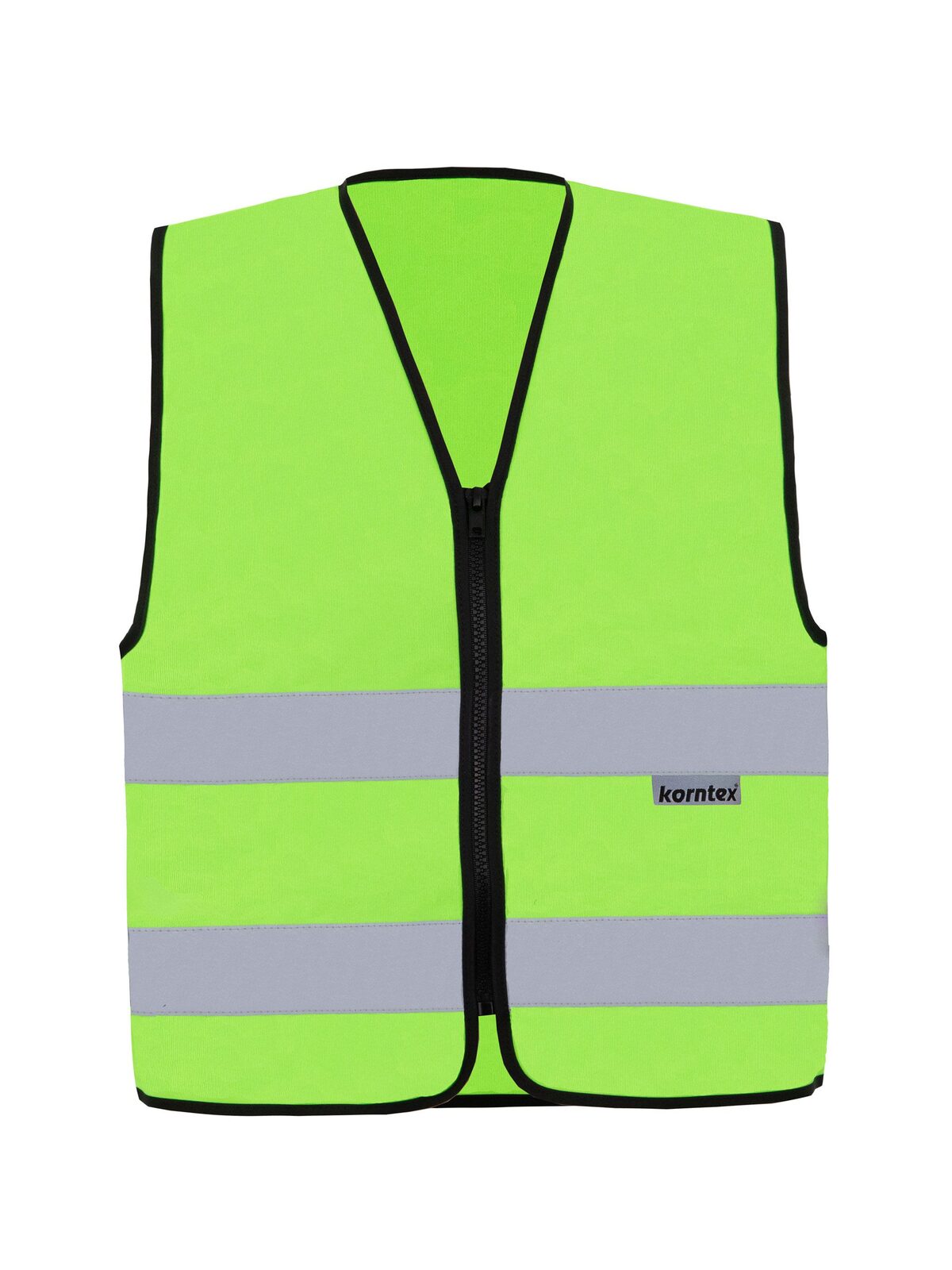 with Zipper "Cologne" Warnweste / Sicherheitsweste – Korntex – Farbe Lime Green – individuell veredelbar