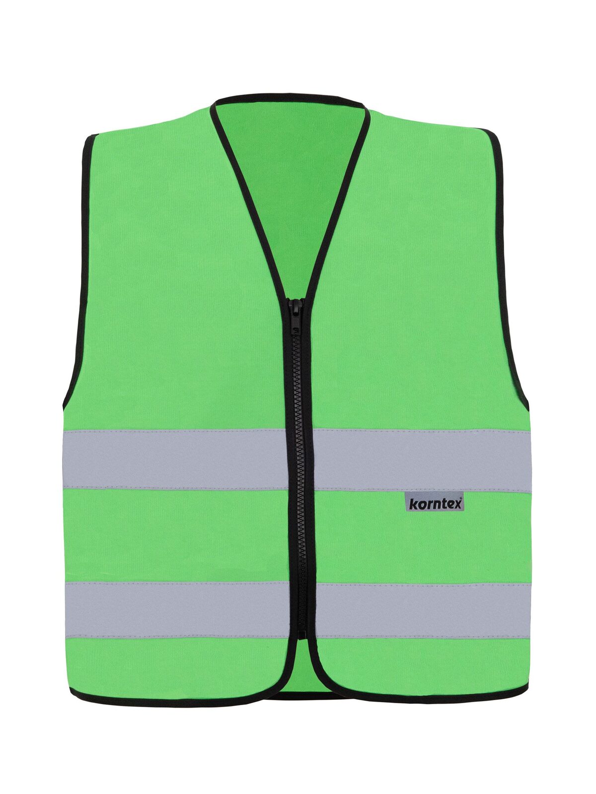 with Zipper "Cologne" Warnweste / Sicherheitsweste – Korntex – Farbe Neon Green – individuell veredelbar