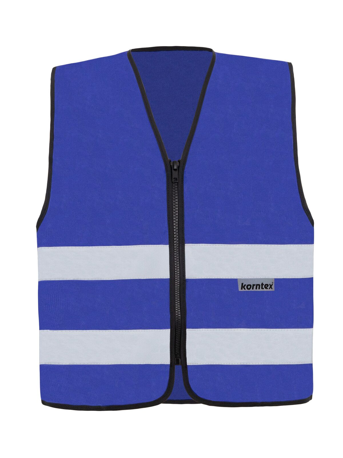with Zipper "Cologne" Warnweste / Sicherheitsweste – Korntex – Farbe Royalblau – individuell veredelbar
