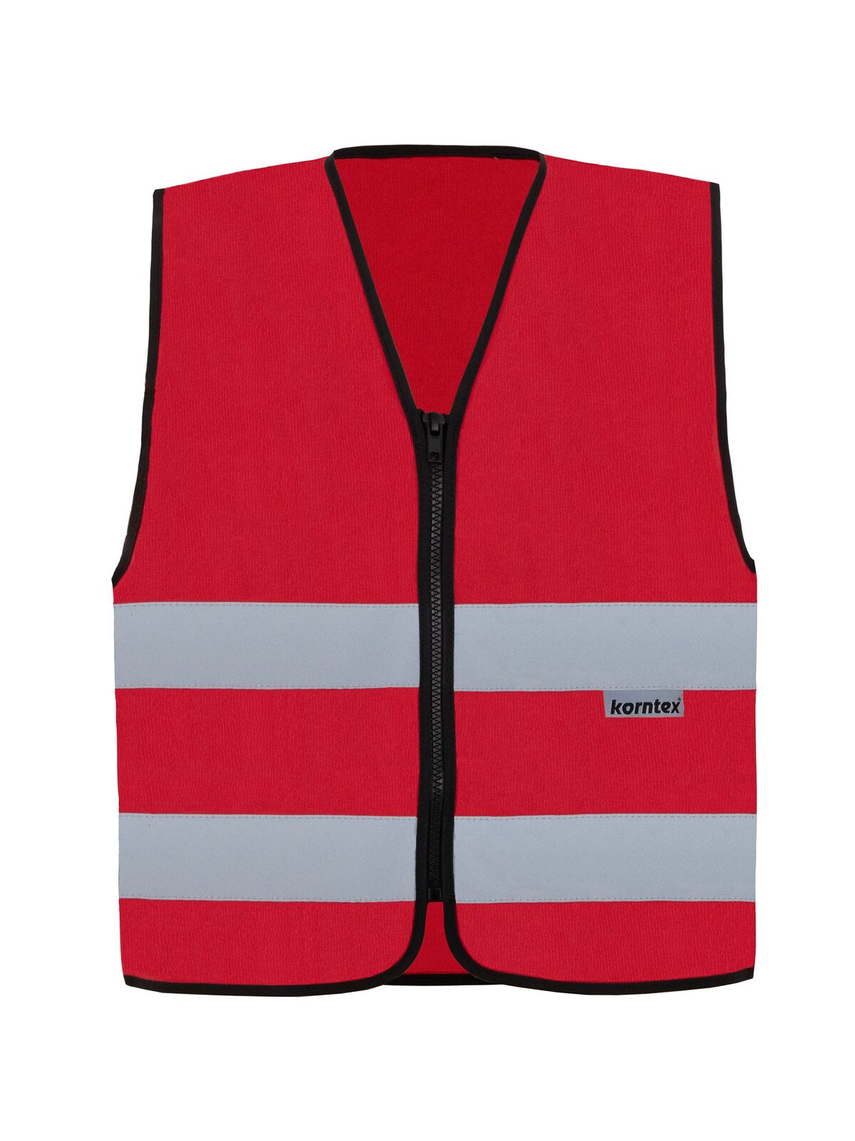 with Zipper "Cologne" Warnweste / Sicherheitsweste – Korntex – Farbe Rot – individuell veredelbar