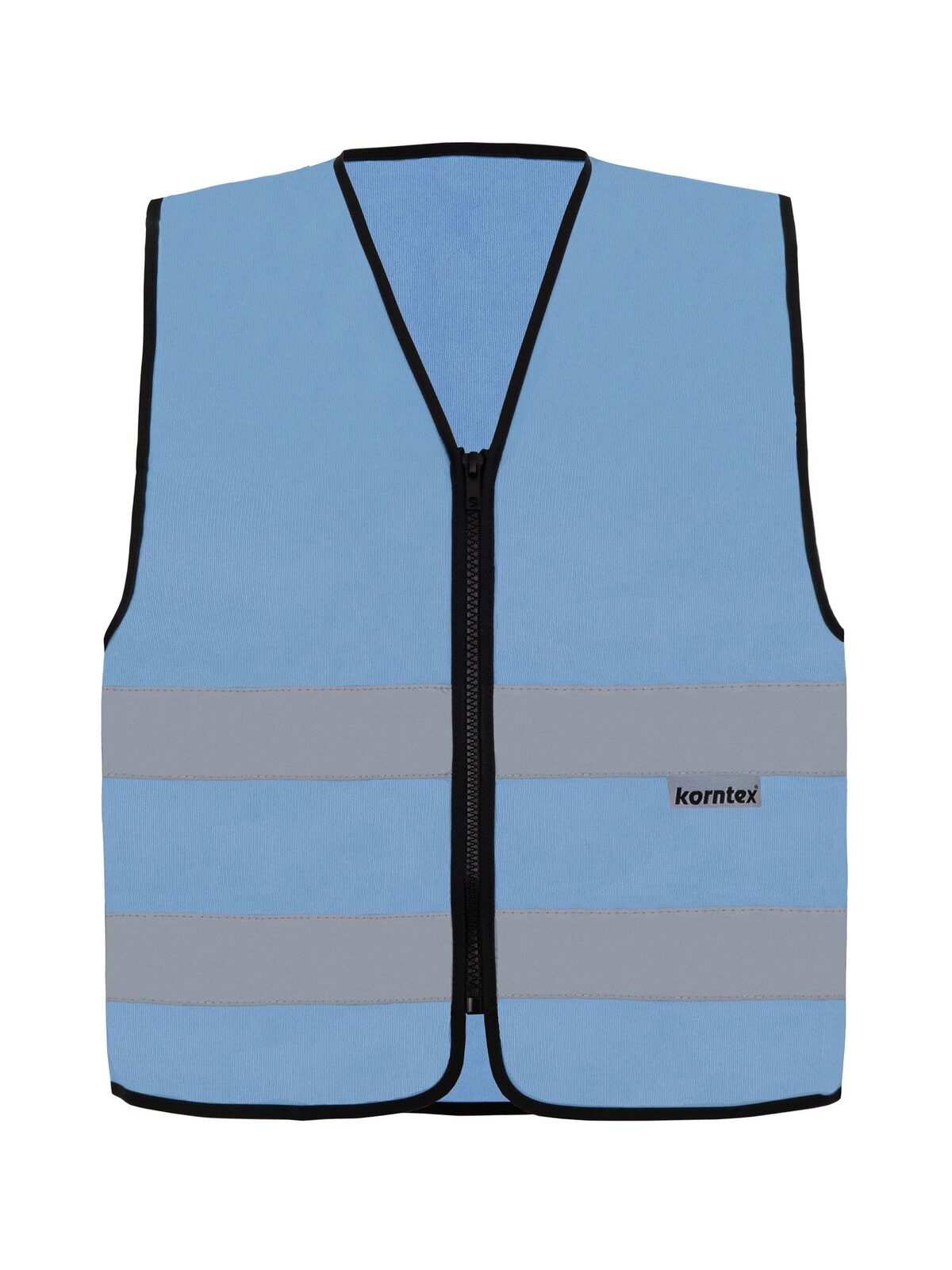 with Zipper "Cologne" Warnweste / Sicherheitsweste – Korntex – Farbe Hellblau – individuell veredelbar