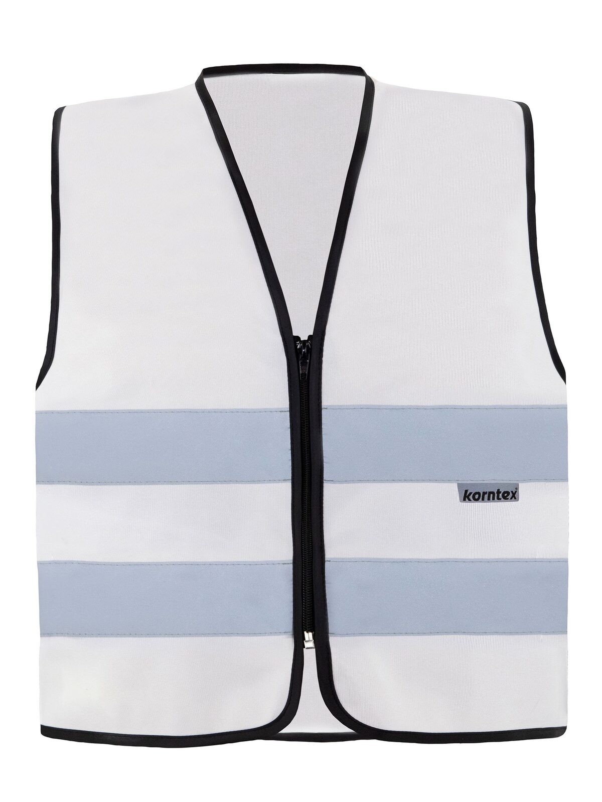 with Zipper "Cologne" Warnweste / Sicherheitsweste – Korntex – Farbe Weiß – individuell veredelbar