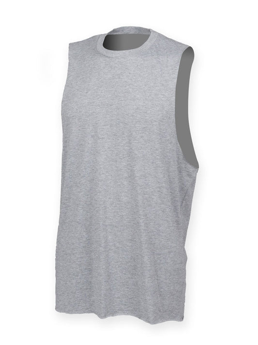 High Neck Slash Armhole Vest Herren T-Shirt – SF Clothing – Farbe heather grey – individuell veredelbar