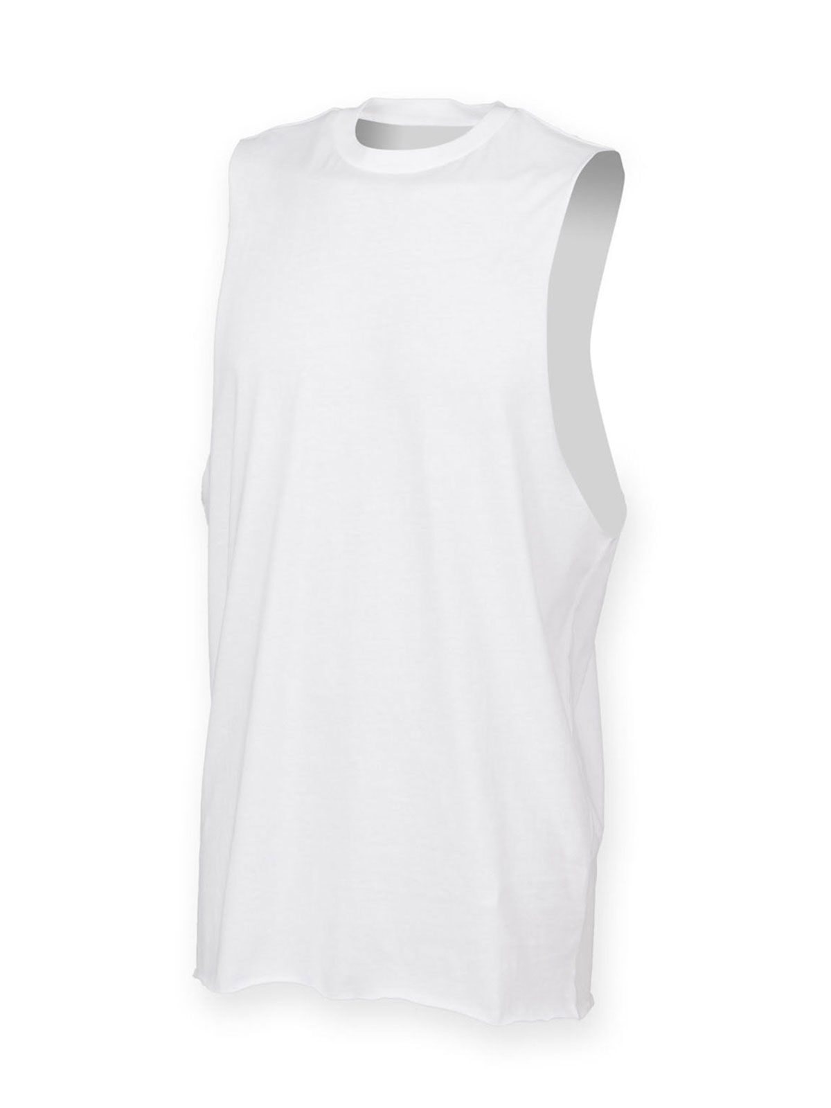 High Neck Slash Armhole Vest Herren T-Shirt – SF Clothing – Farbe Weiß – individuell veredelbar