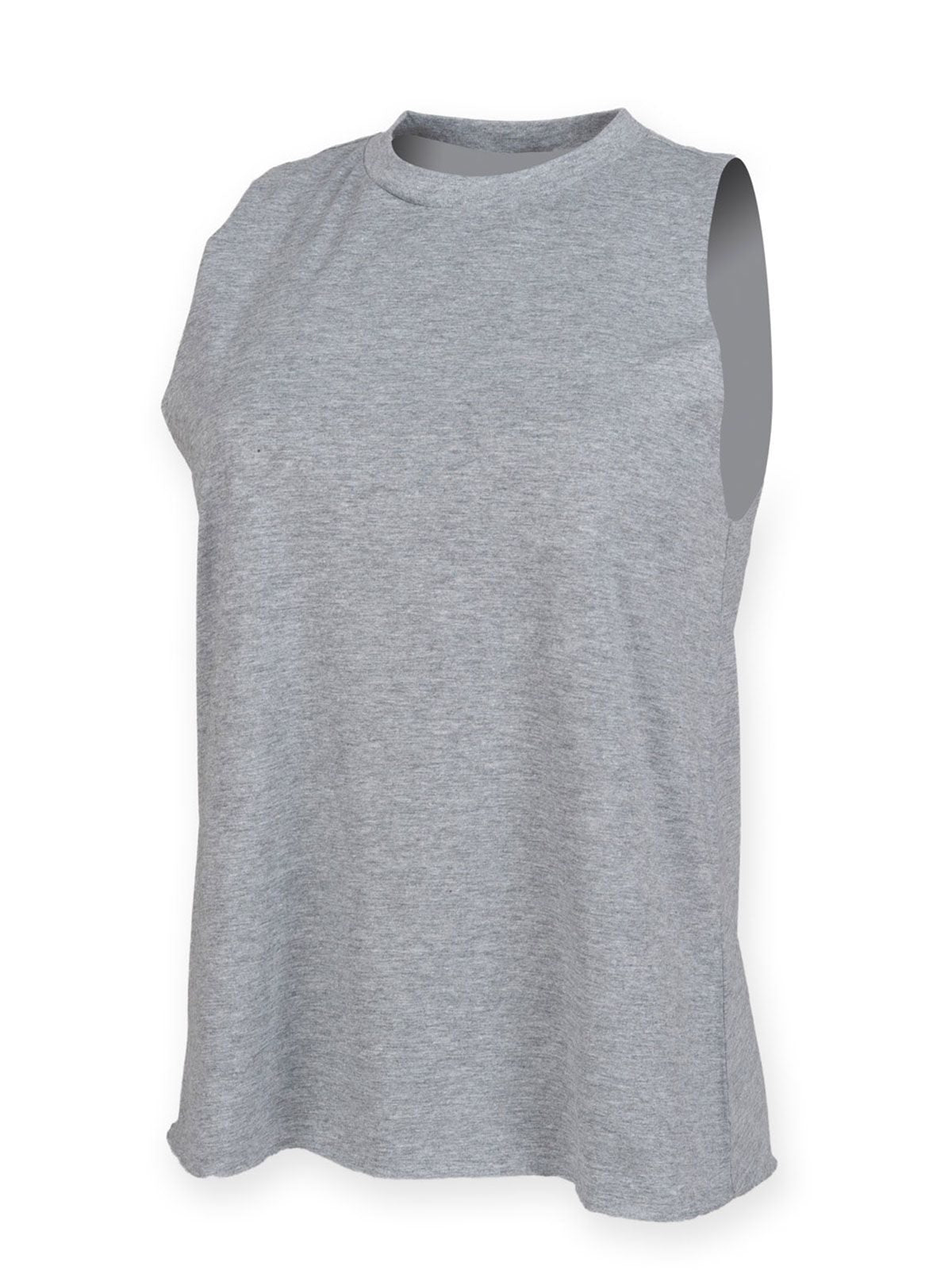High Neck Slash Armhole Vest Damen T-Shirt – SF Clothing – Farbe heather grey – individuell veredelbar