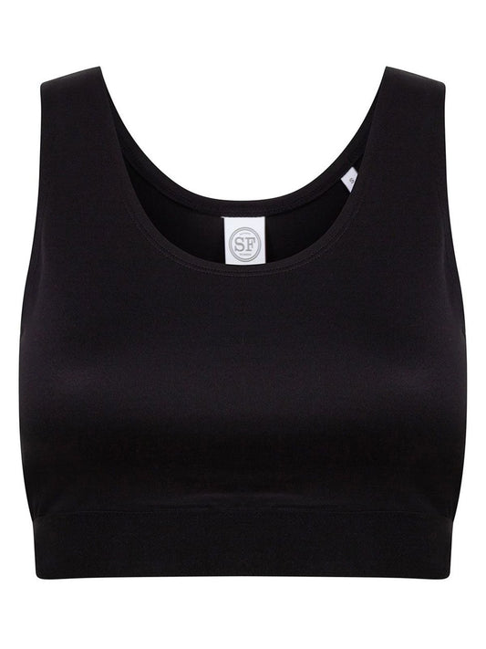 Fashion Crop Top Damen T-Shirt – SF Clothing – Farbe black/black – individuell veredelbar