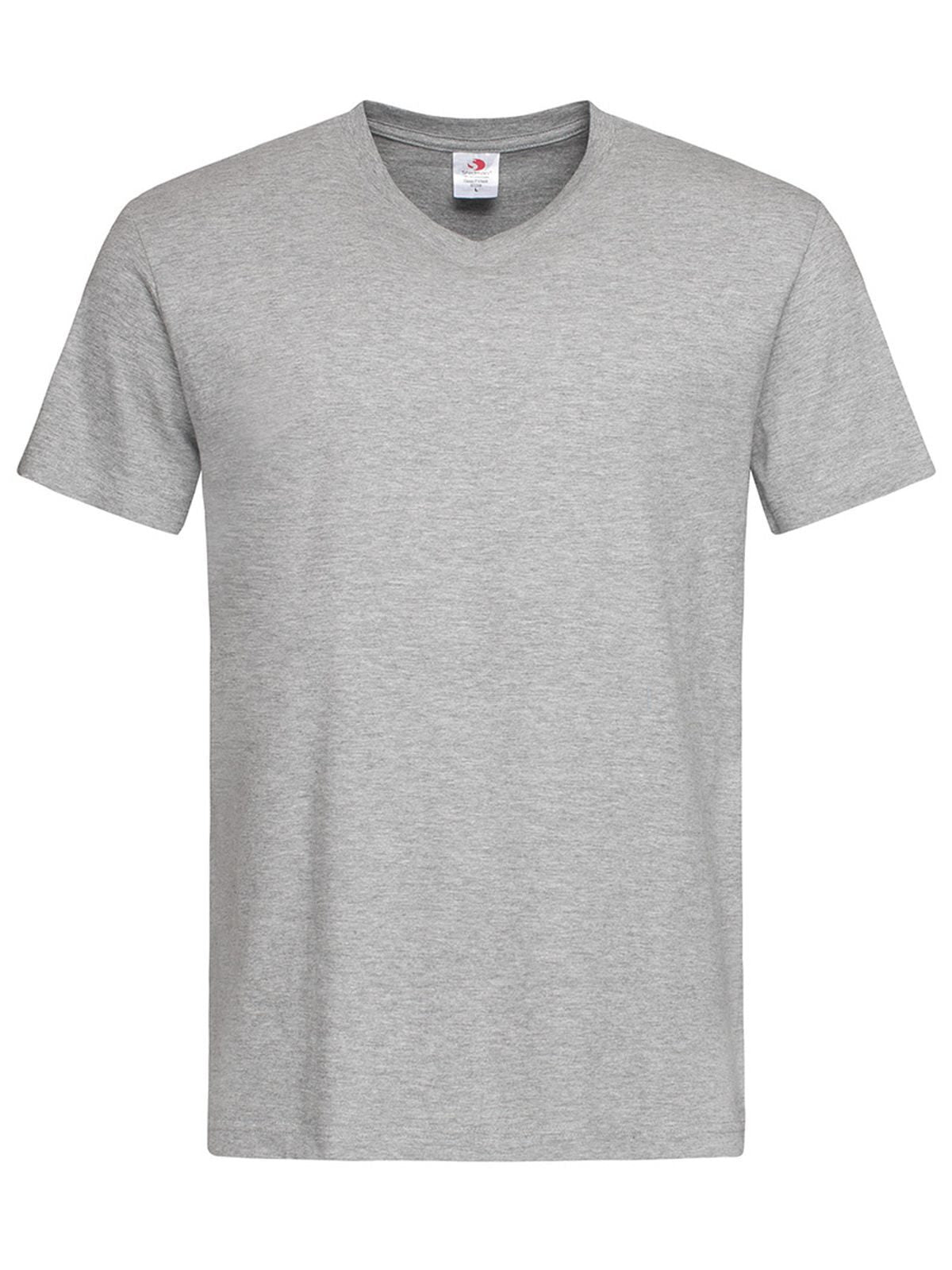 Classic-T V-Neck T-Shirt – Stedman – Farbe grey heather – individuell veredelbar