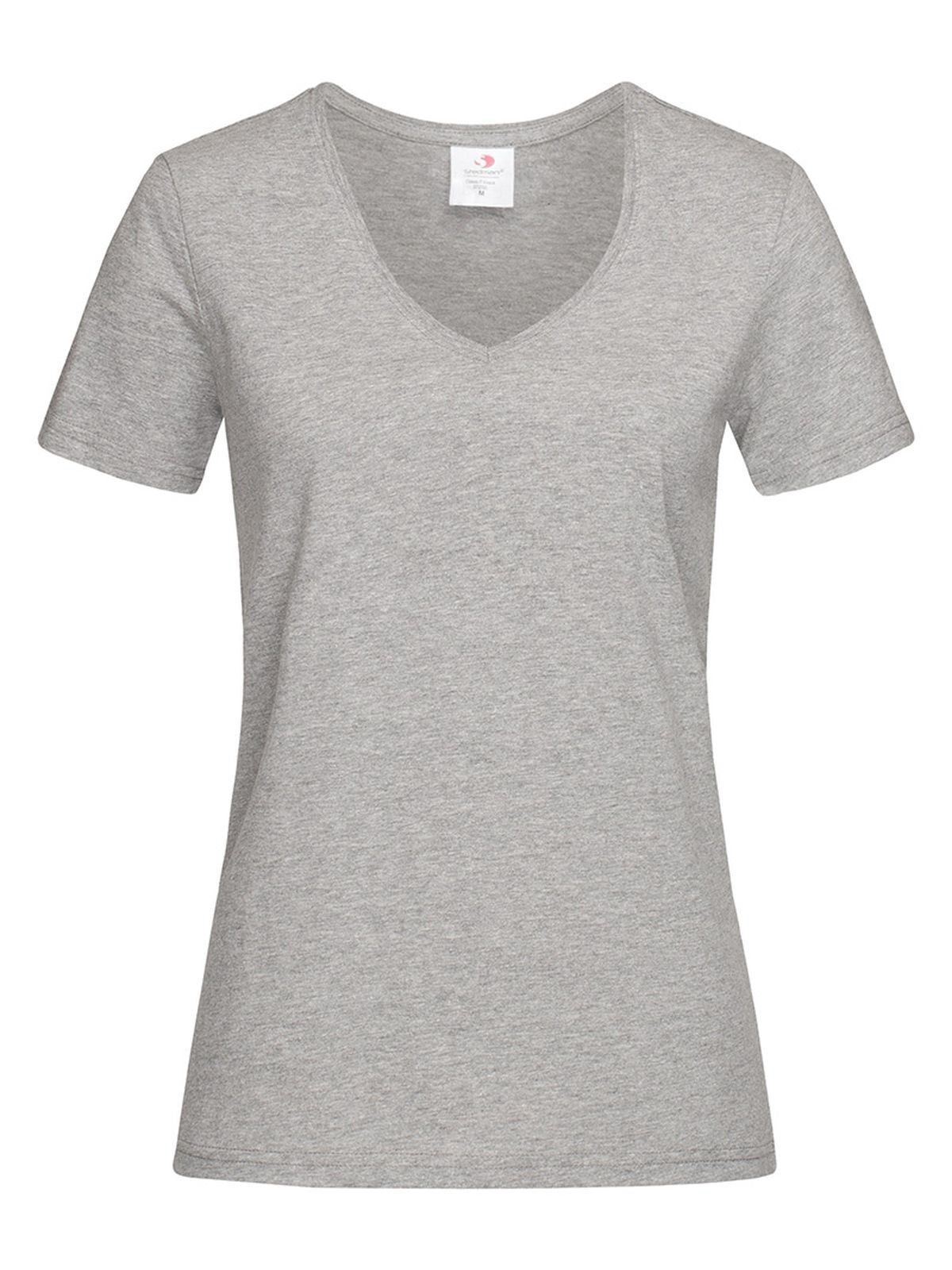 Classic-T V-Neck Damen T-Shirt – Stedman – Farbe grey heather – individuell veredelbar
