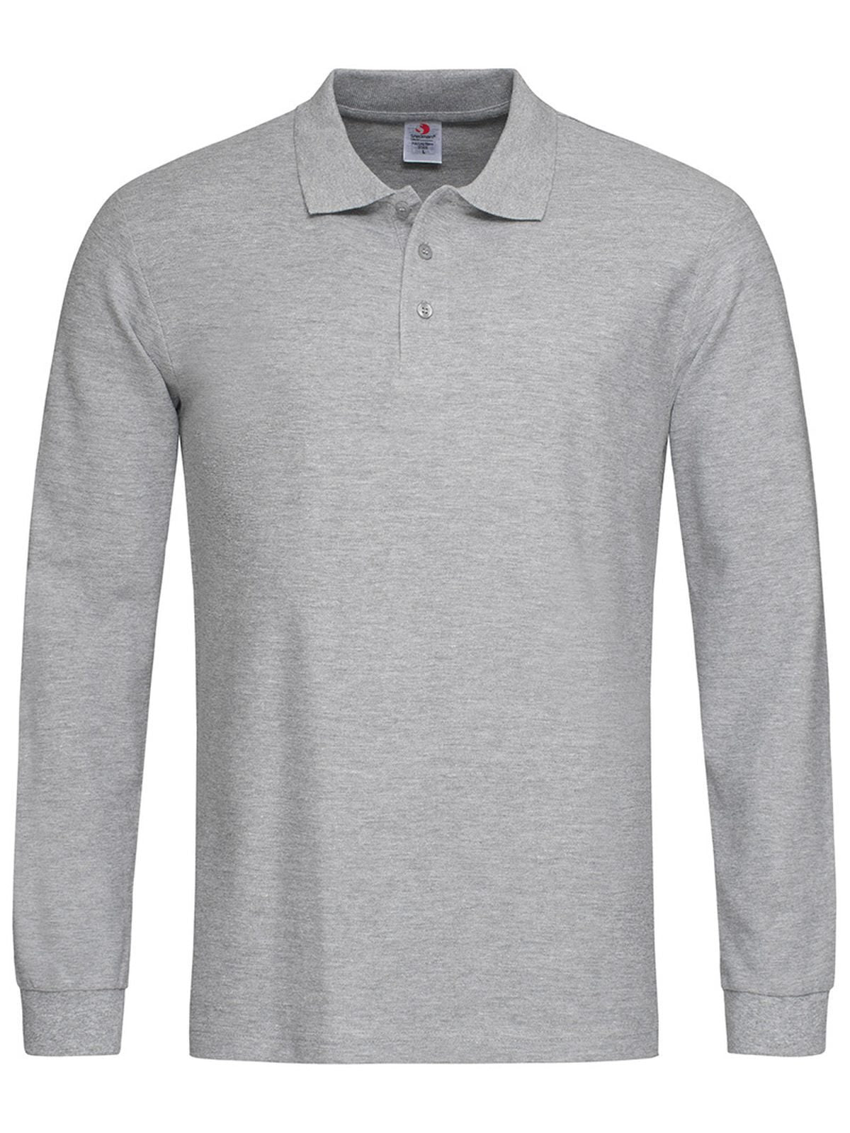 Polo Long Sleeve Poloshirt – Stedman – Farbe grey heather – individuell veredelbar