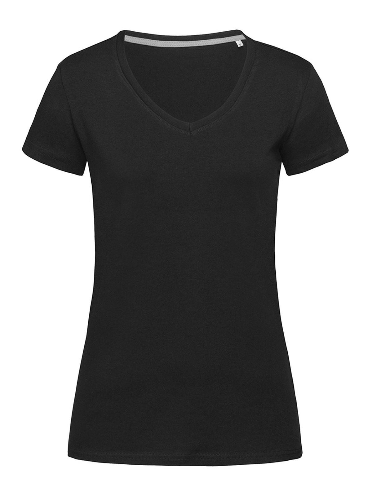 Stretch-T V-Neck women Damen T-Shirt – Stedman – Farbe black opal – individuell veredelbar