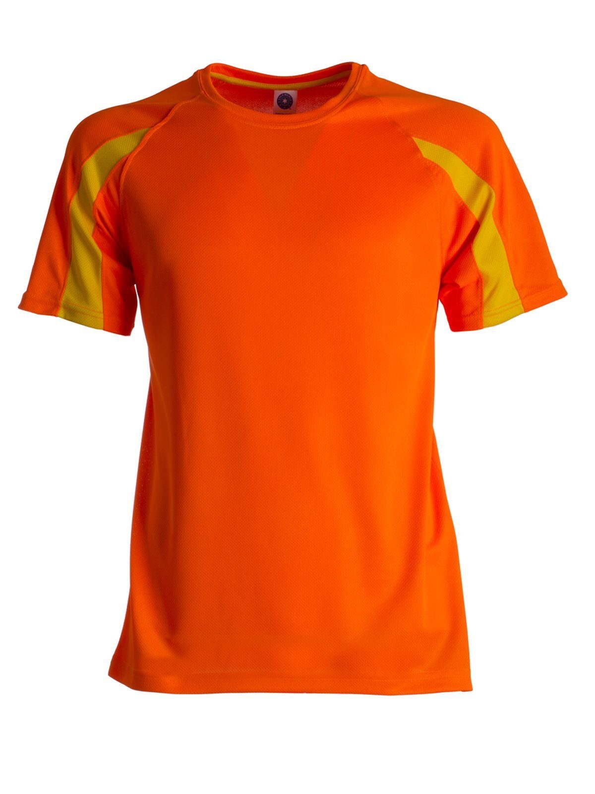 Ultra Tech Performance Unisex T-Shirt – Star World – Farbe Fluorescent Orange/Gold – individuell veredelbar