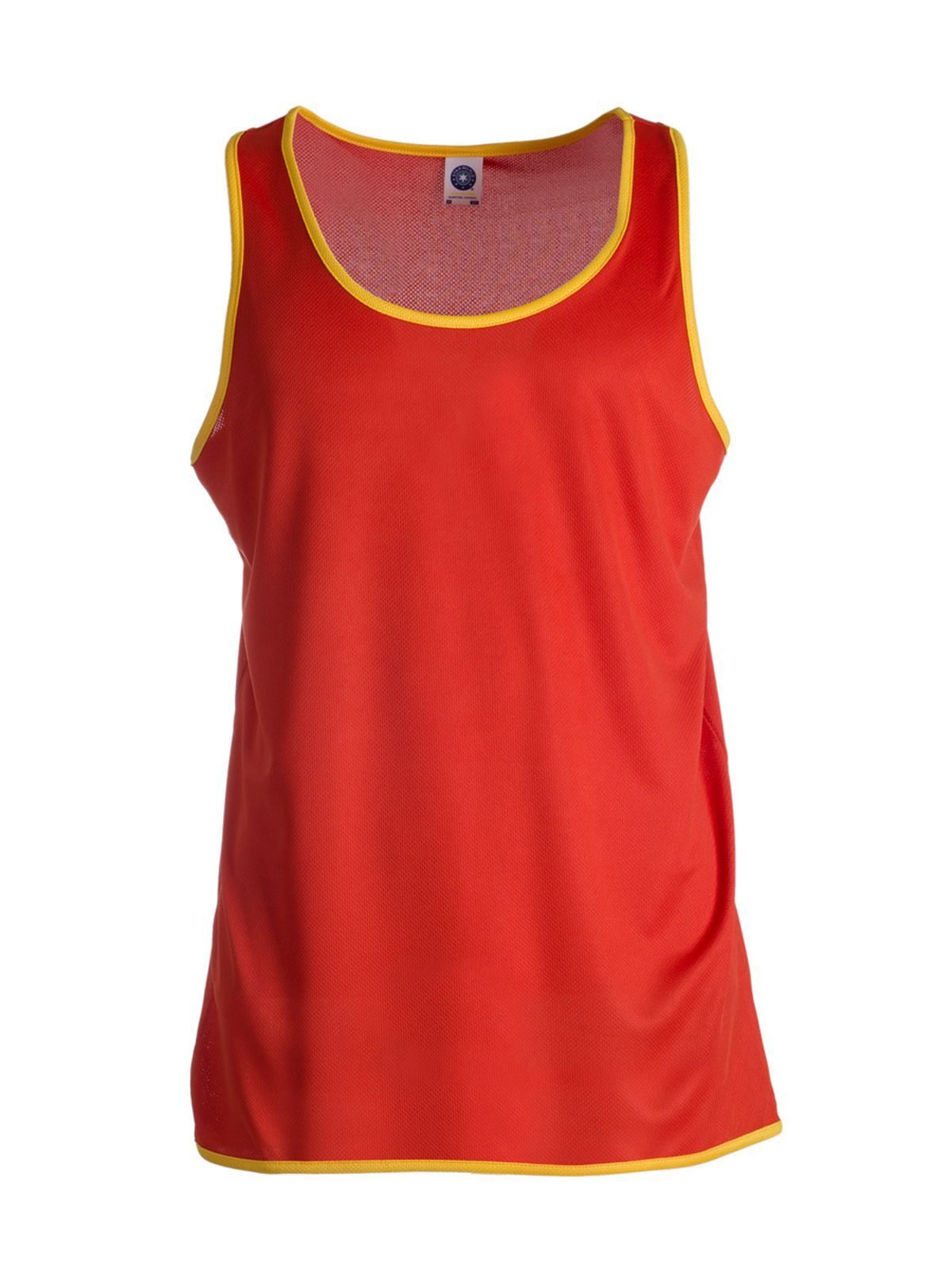 Ultra Tech Contrast Running and Sports Vest T-Shirt – Star World – Farbe Fiesta Red/Gold – individuell veredelbar