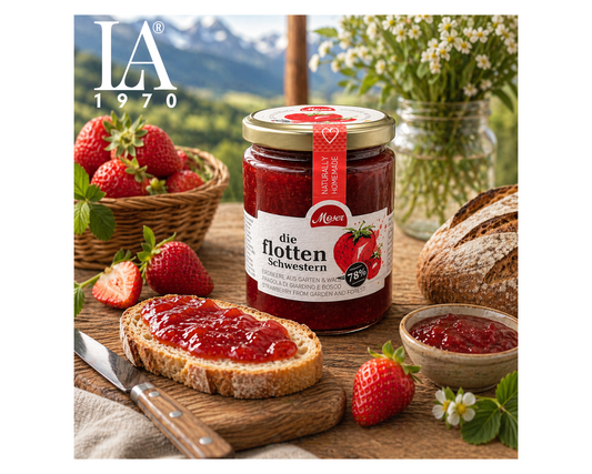 Erdbeermarmelade „die flotten Schwestern“ – 340 g | Premium Feinkost aus Südtirol | LA1970