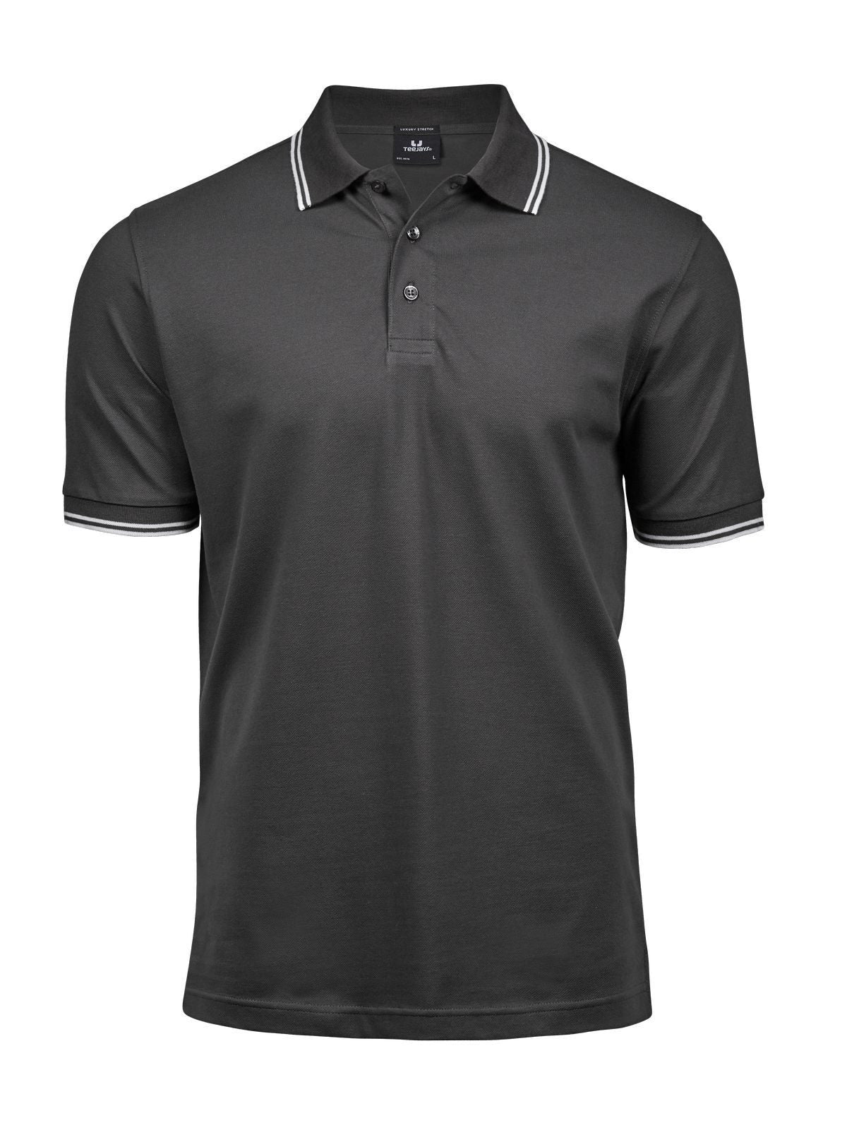 Luxury Stripe Stretch Polo Poloshirt – Tee Jays – Farbe Dark grey/White – individuell veredelbar