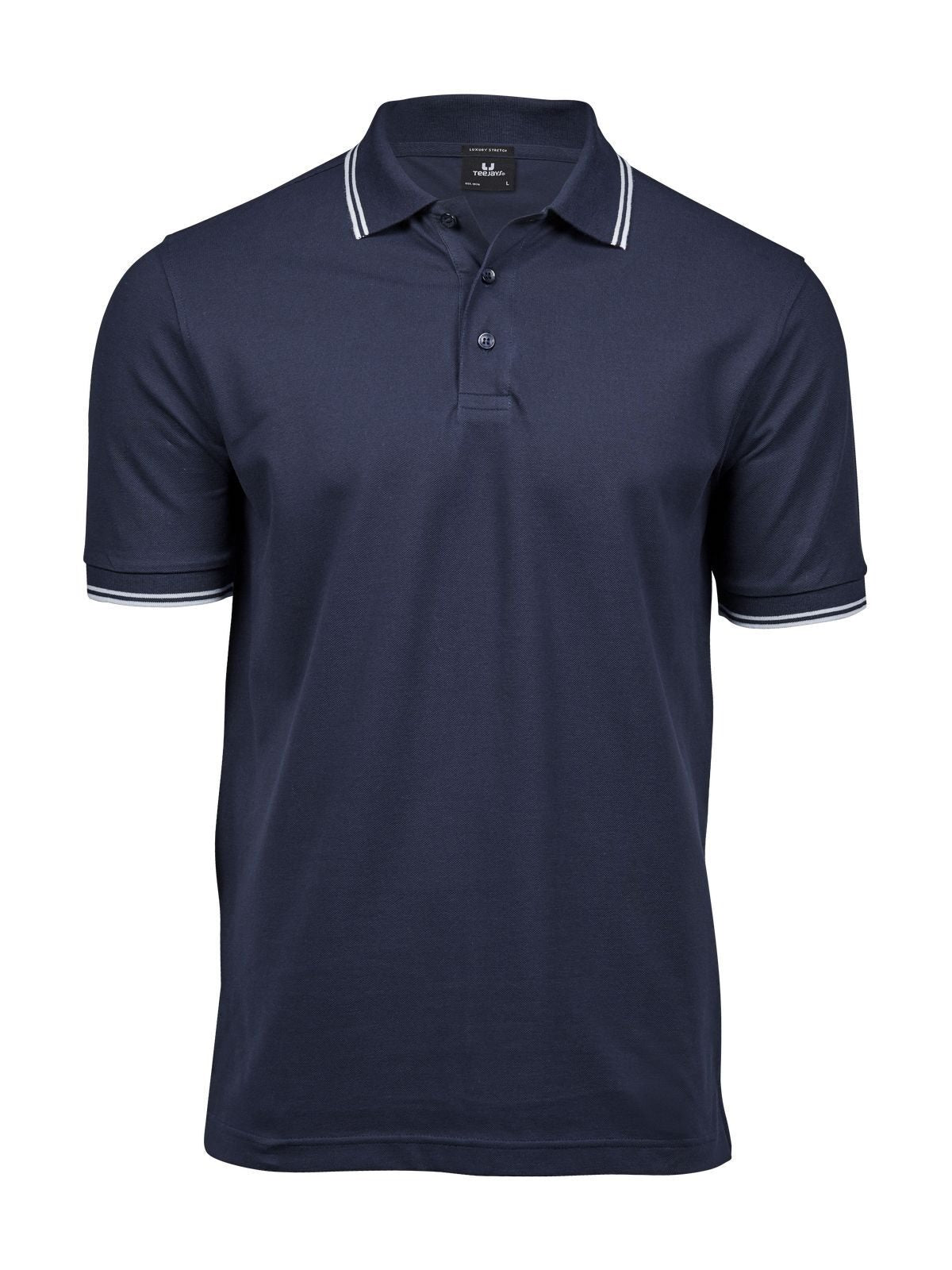 Luxury Stripe Stretch Polo Poloshirt – Tee Jays – Farbe Navy/White – individuell veredelbar