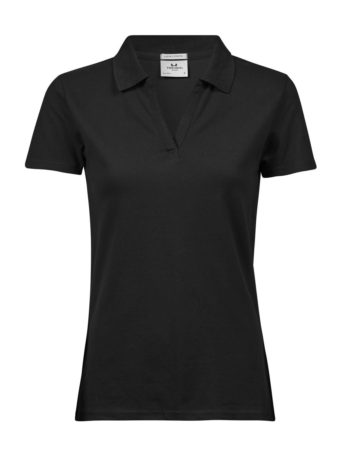 Women Luxury Stretch V Polo Damen Poloshirt – Tee Jays – Farbe Schwarz – individuell veredelbar
