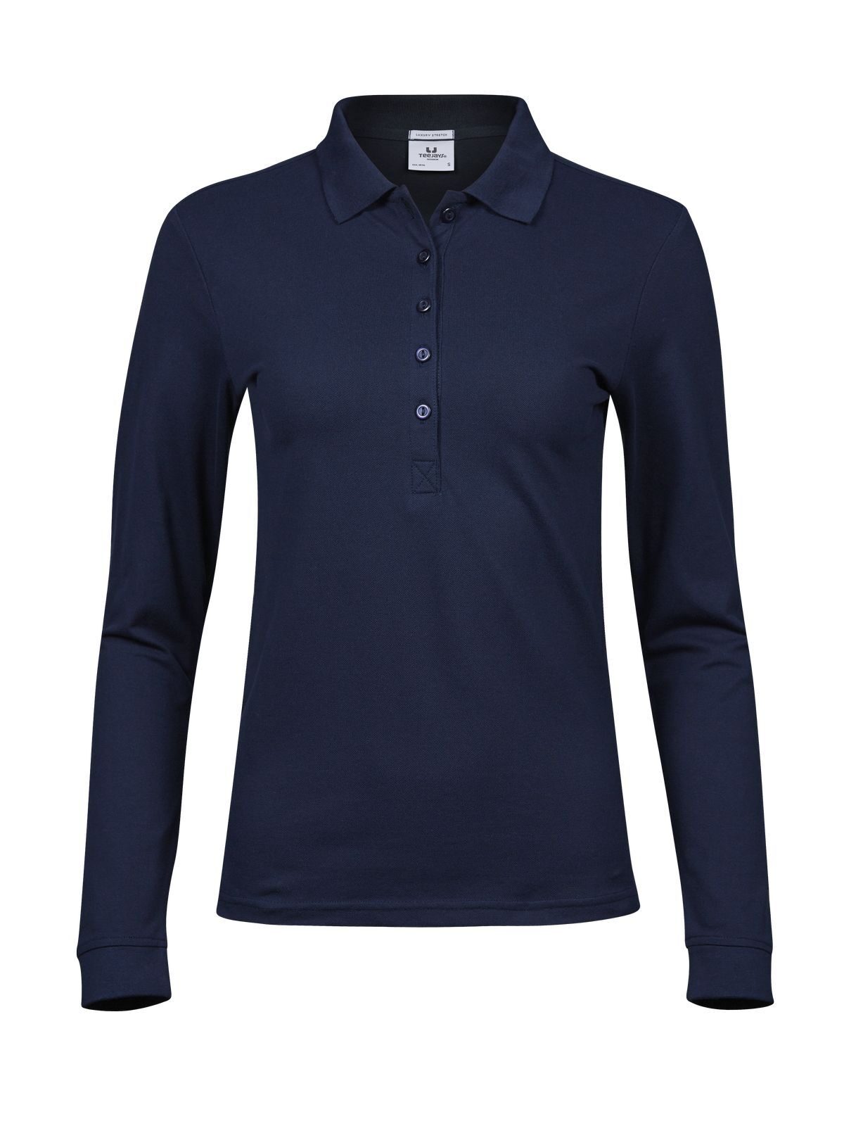 Luxury Stretch Long Sleeve Polo Damen Poloshirt – Tee Jays – Farbe Navy – individuell veredelbar