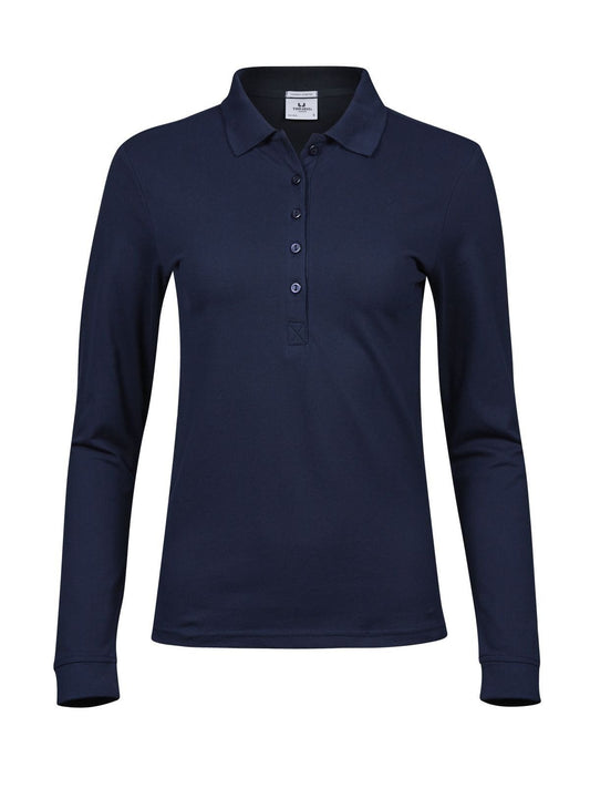 Luxury Stretch Long Sleeve Polo Damen Poloshirt – Tee Jays – Farbe Navy – individuell veredelbar