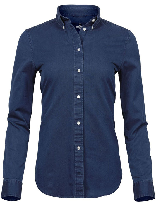 Casual Twill Shirt Damen Hemd / Bluse – Tee Jays – Farbe Indigo – individuell veredelbar