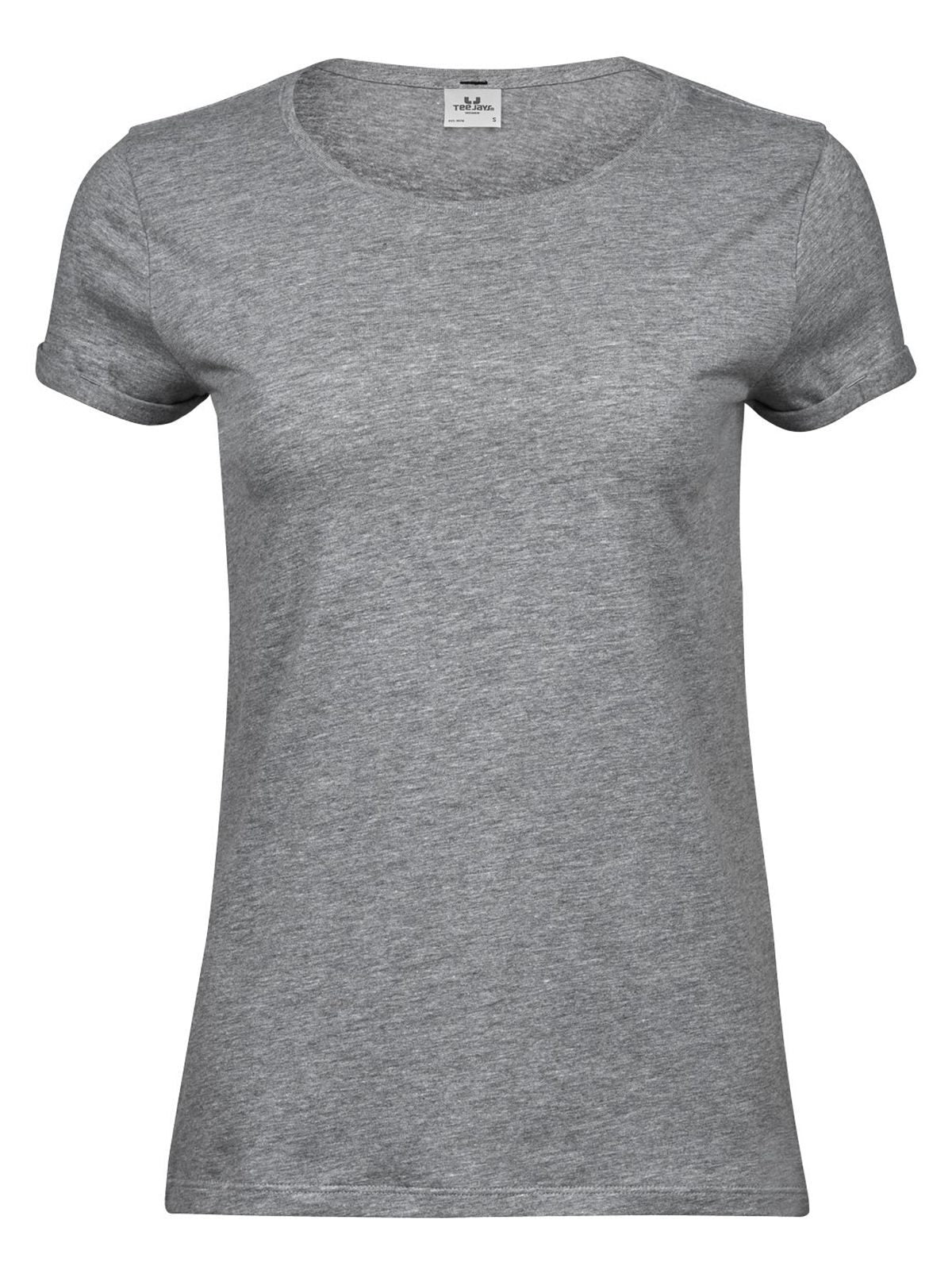 Roll-Up Tee Damen T-Shirt – Tee Jays – Farbe Heather Grey – individuell veredelbar