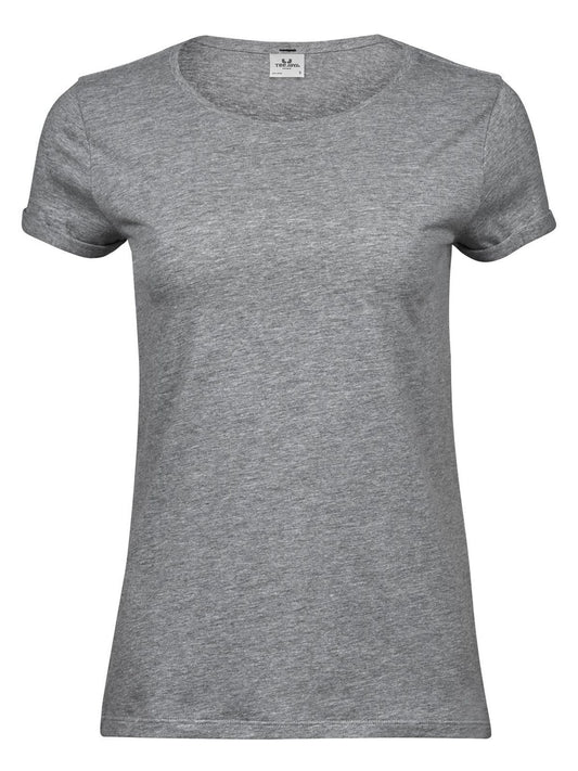 Roll-Up Tee Damen T-Shirt – Tee Jays – Farbe Heather Grey – individuell veredelbar