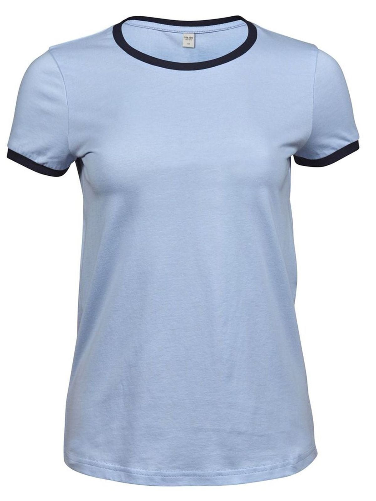 Ringer Tee Damen T-Shirt – Tee Jays – Farbe Light blue/Navy – individuell veredelbar