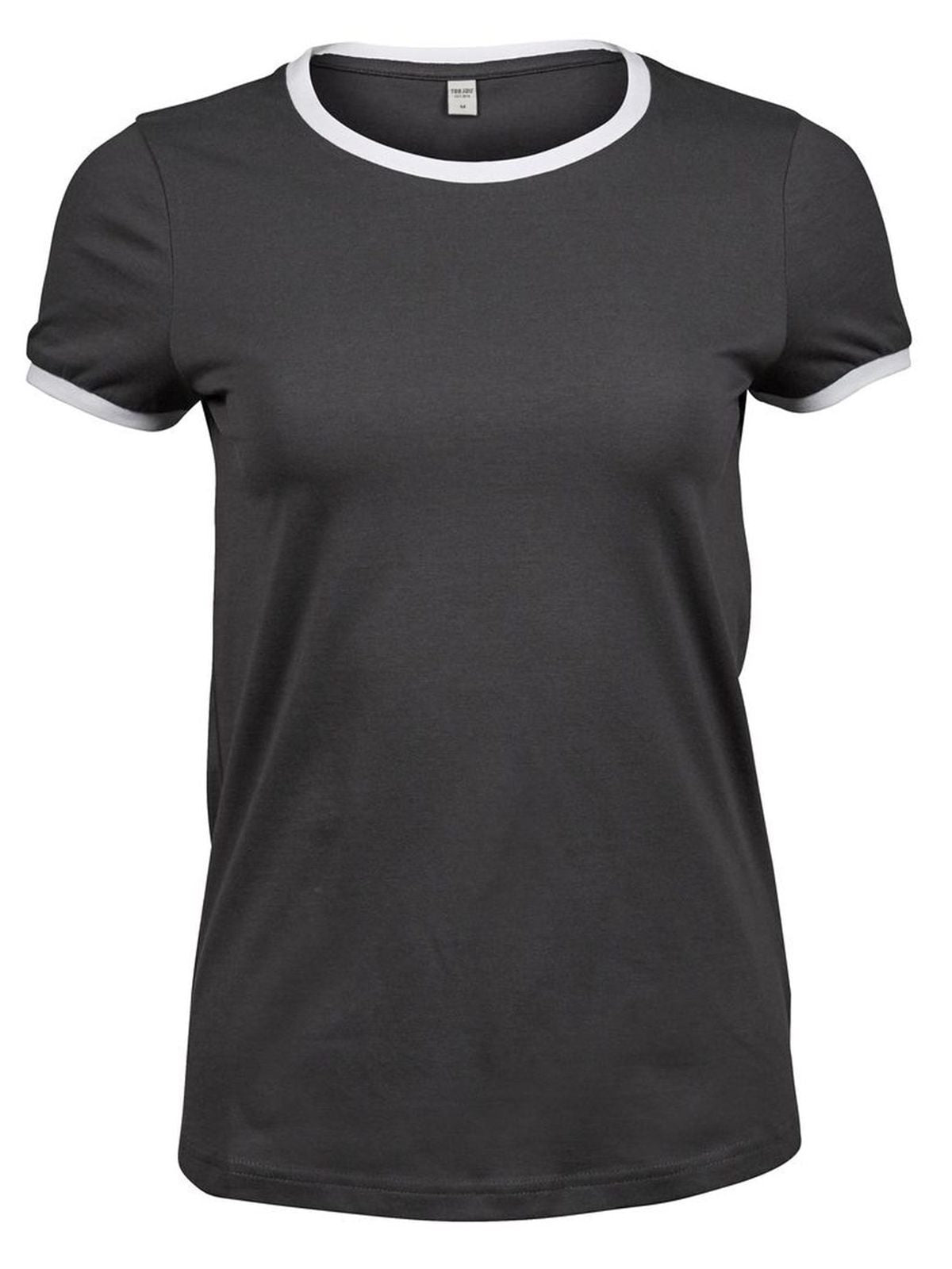 Ringer Tee Damen T-Shirt – Tee Jays – Farbe Dark grey/White – individuell veredelbar