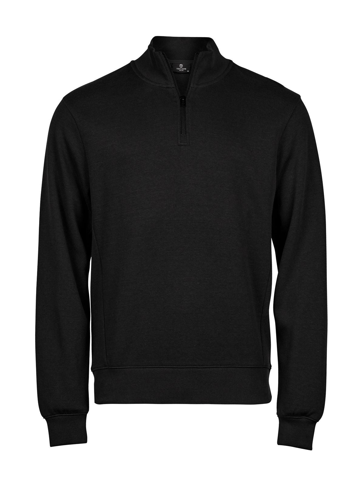 Ribbed Interlock Half Zip Sweatshirt / Hoodie – Tee Jays – Farbe Schwarz – individuell veredelbar
