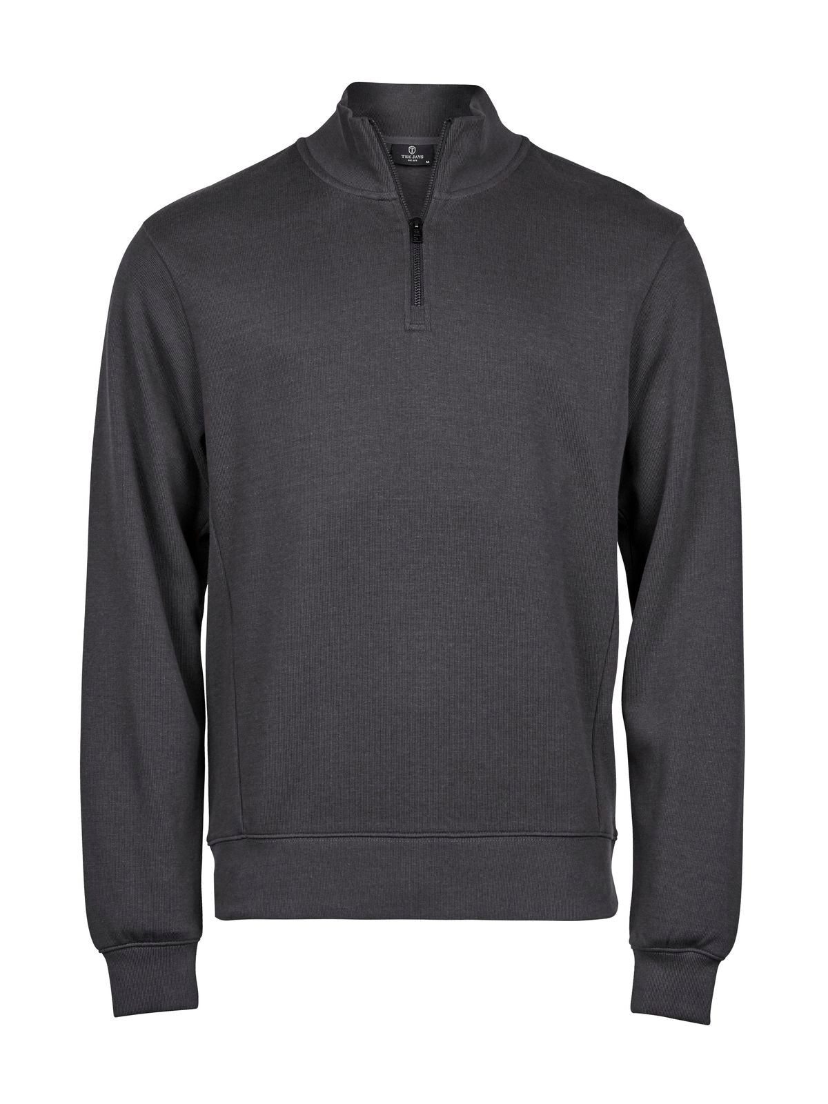 Ribbed Interlock Half Zip Sweatshirt / Hoodie – Tee Jays – Farbe Dunkelgrau – individuell veredelbar