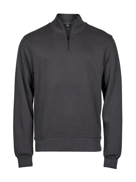 Ribbed Interlock Half Zip Sweatshirt / Hoodie – Tee Jays – Farbe Dunkelgrau – individuell veredelbar