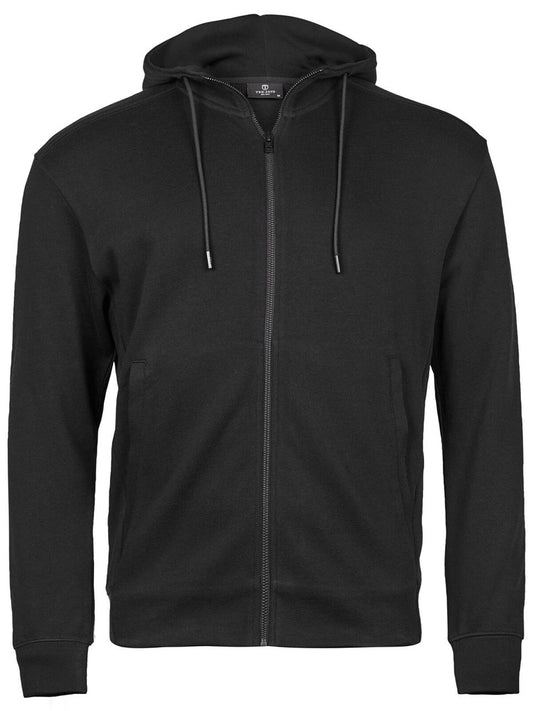 Ribbed Interlock Hooded Full Zip Sweatshirt / Hoodie – Tee Jays – Farbe Schwarz – individuell veredelbar