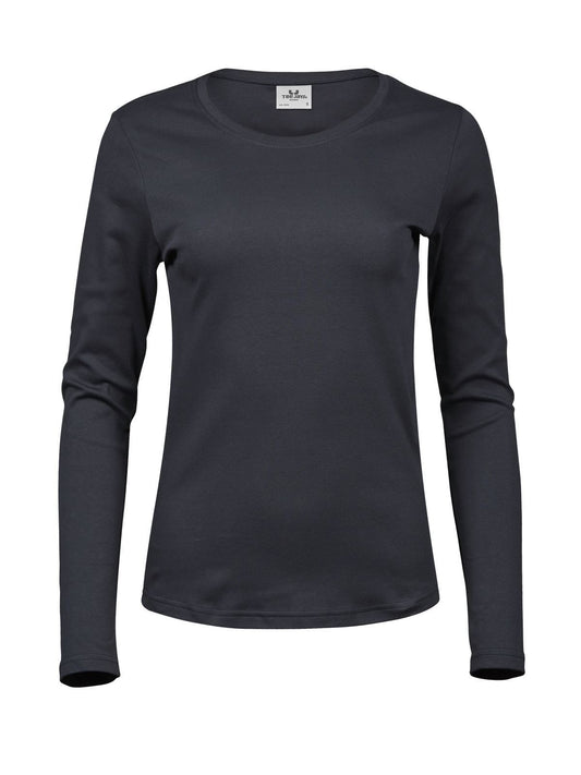 Long Sleeve Interlock Tee Damen T-Shirt – Tee Jays – Farbe Dunkelgrau – individuell veredelbar