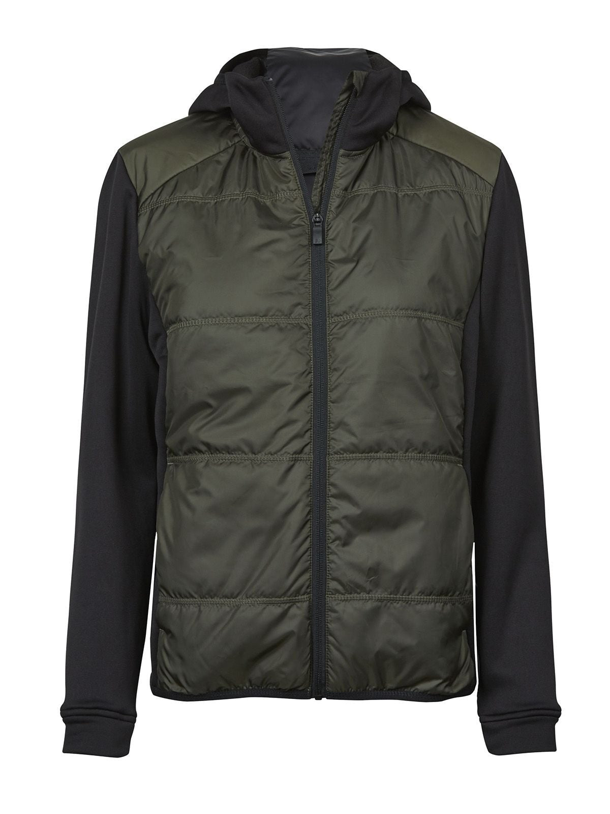 Womens' Hybrid-Stretch Hooded Jacket Damen – Tee Jays – Farbe Deep green/black – individuell veredelbar