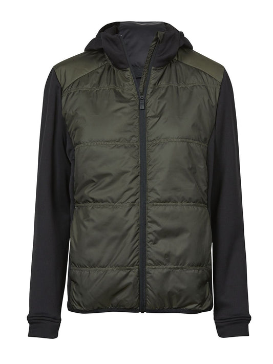 Womens' Hybrid-Stretch Hooded Jacket Damen – Tee Jays – Farbe Deep green/black – individuell veredelbar