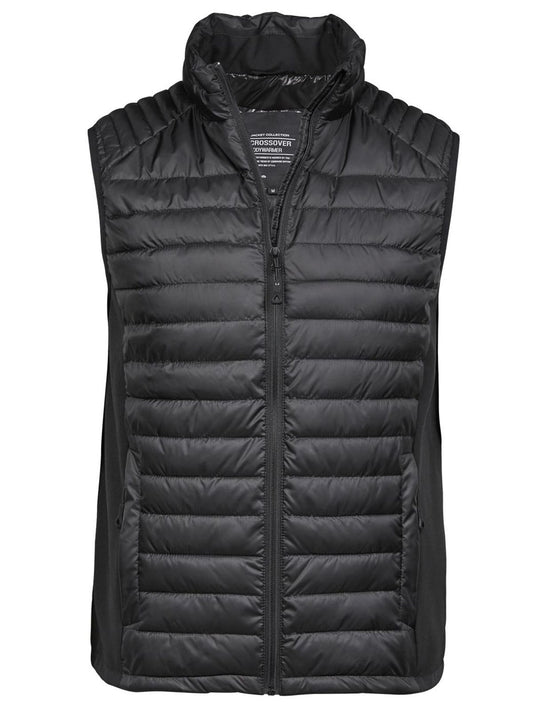 crossover bodywarmer Herren Jacke – Tee Jays – Farbe Black/Black – individuell veredelbar