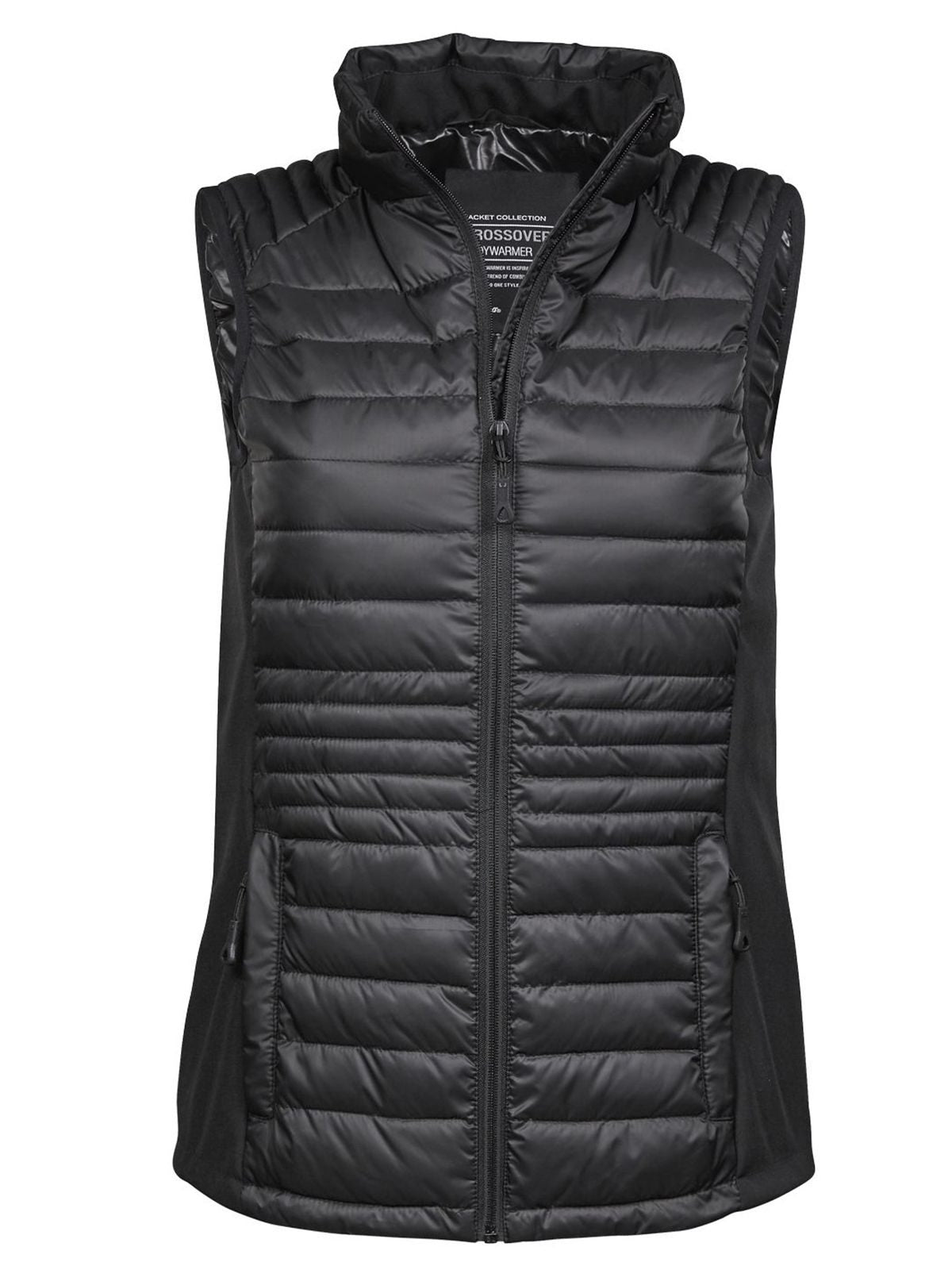 crossover bodywarmer Damen Jacke – Tee Jays – Farbe Black/Black – individuell veredelbar