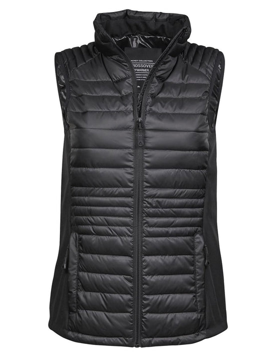 crossover bodywarmer Damen Jacke – Tee Jays – Farbe Black/Black – individuell veredelbar