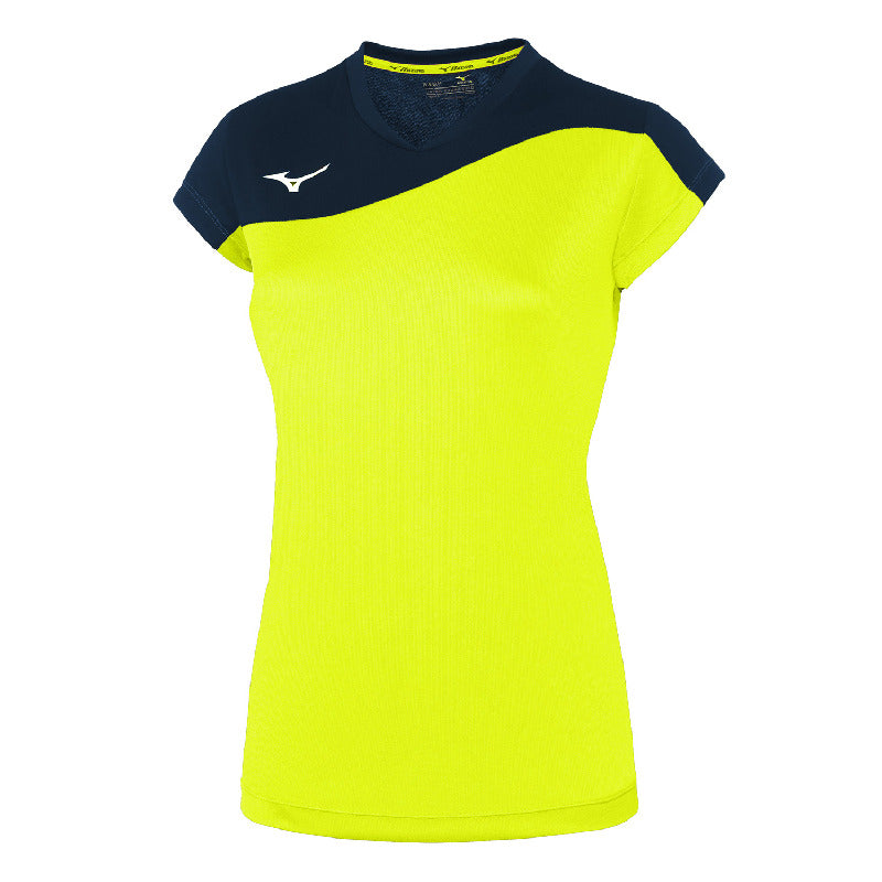 Mizuno Sport-T-Shirt Authentic Myou – Damen | V2EA7203 – Neongelb/Marineblau